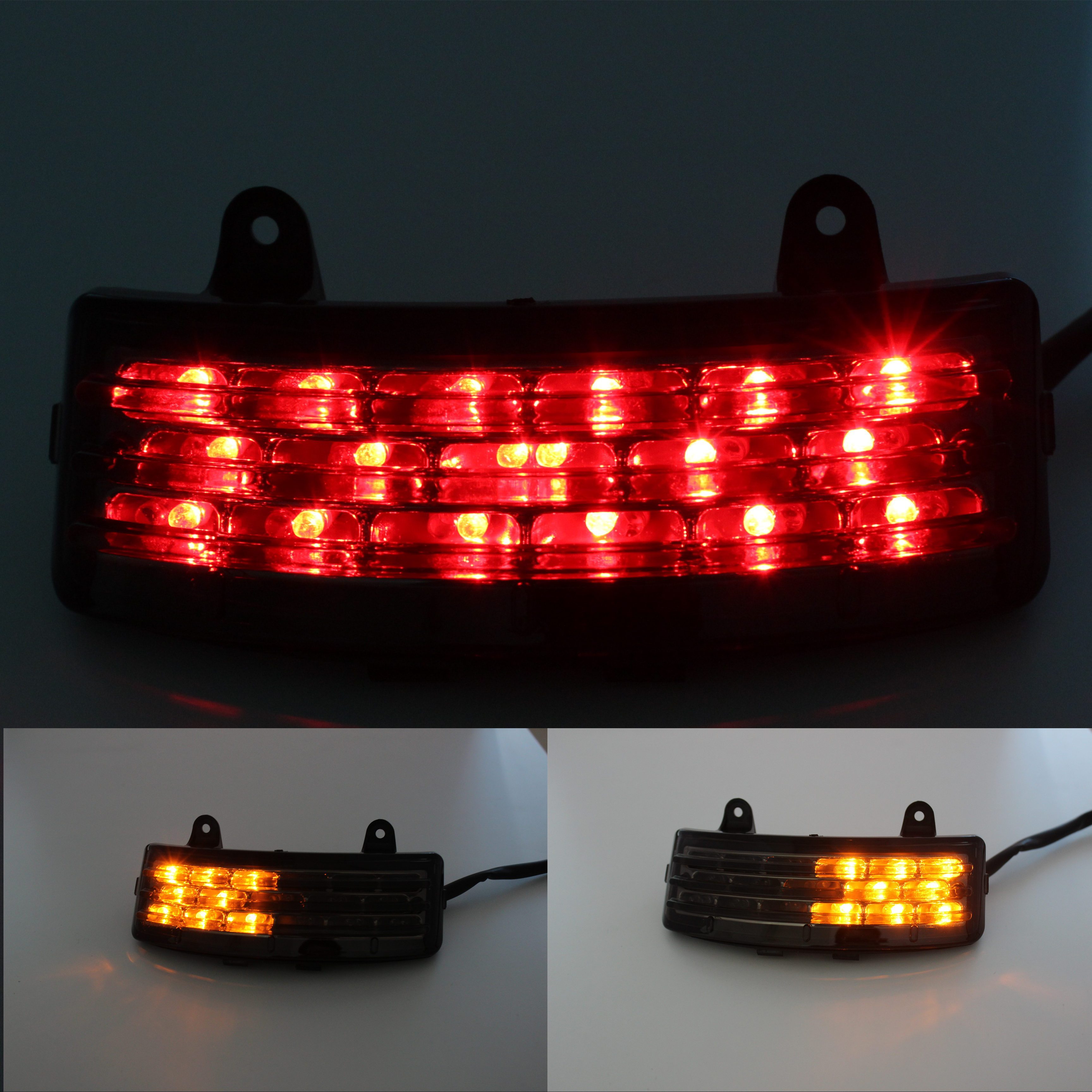 Smoked Tri Bar LED Brake Light with Turn Signals for 2006-2009 Harley Davidson Street Glide - High Visibility Safety Lighting for Night Riding & Custom Motorcycle Upgrades