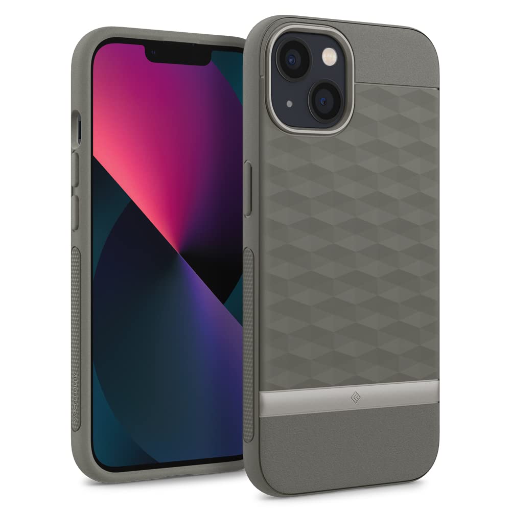 Caseology Parallax Protective Phone Case for iPhone 13 (2021 Model) - Slim Shockproof Cover with Grip, Ash Gray | Perfect for Everyday Use, Work & Travel Protection
