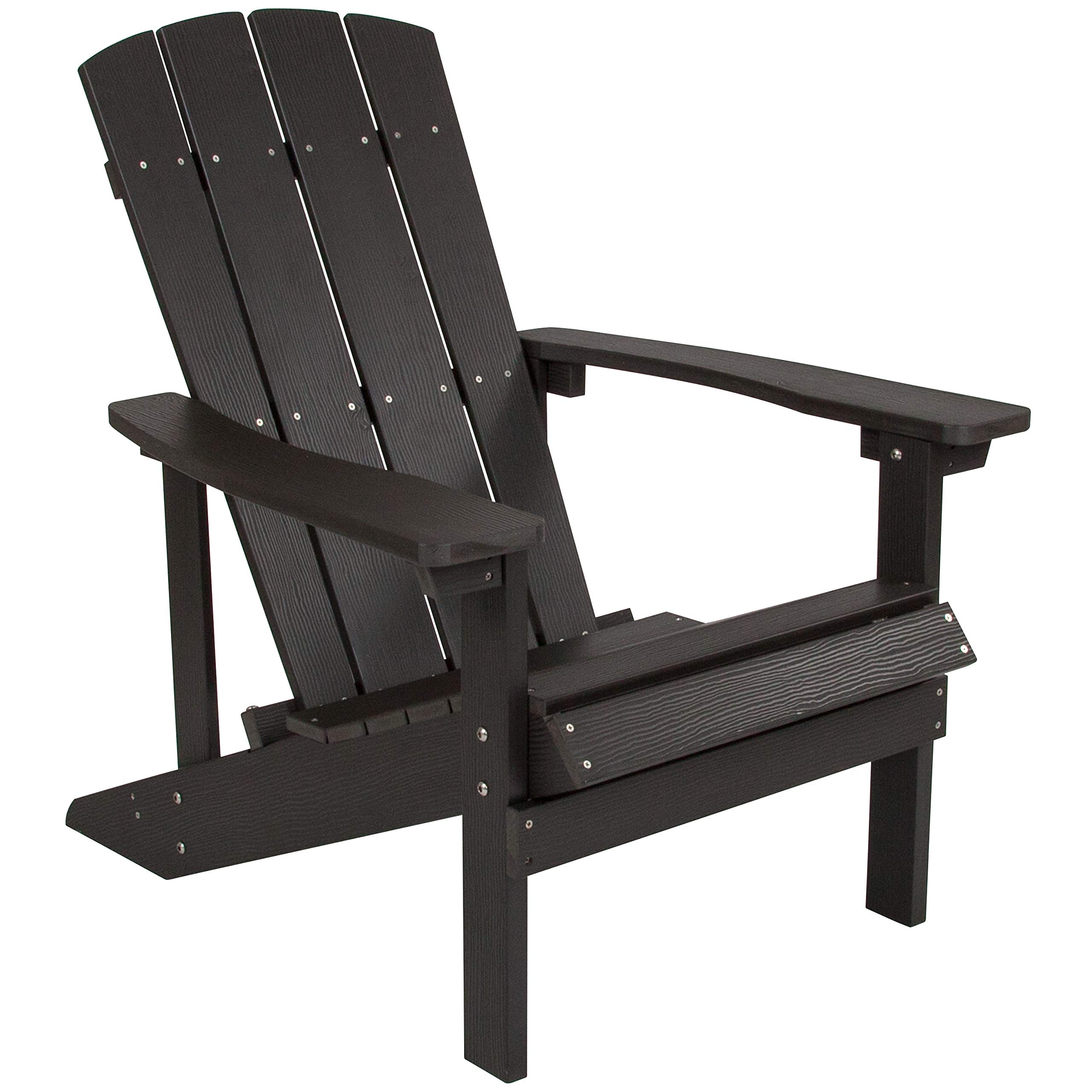 Flash Furniture Charlestown Commercial Grade Indoor/Outdoor Adirondack Chair - Weather Resistant Durable Poly Resin Deck & Patio Seating in Slate Gray - Perfect for Backyards, Poolside Lounging & Beach Houses