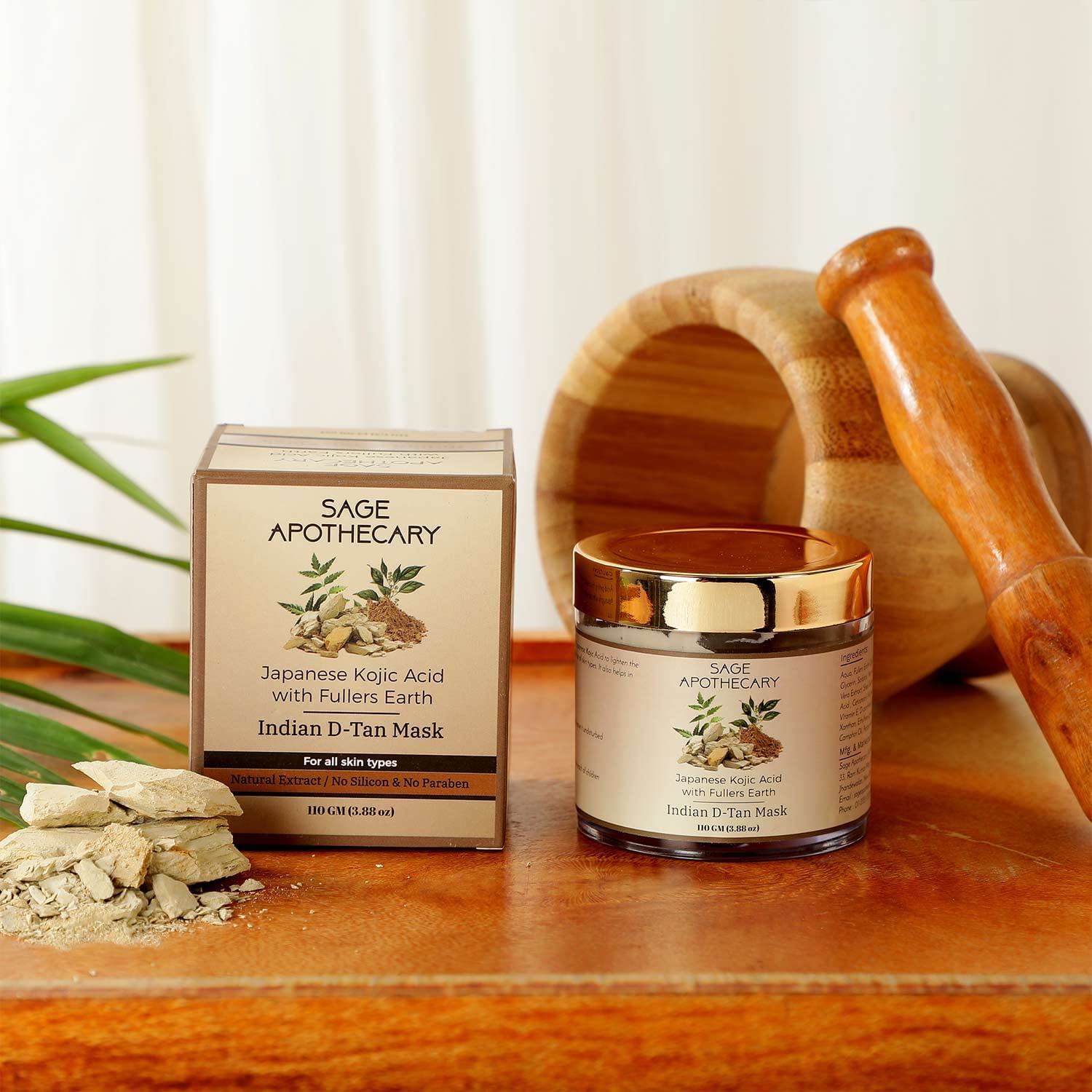 **Sage Apothecary Natural D-Tan Face Mask with Multani Mitti, Neem & Kojic Acid – Brightening & Detoxifying for Men & Women – 110GM – No Silicone or Parabens – Perfect for Acne, Dark Spots & Glowing Skin**