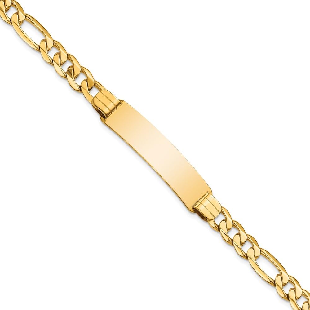 10k Yellow Gold Figaro Link Medical ID Bracelet for Women & Men - 8