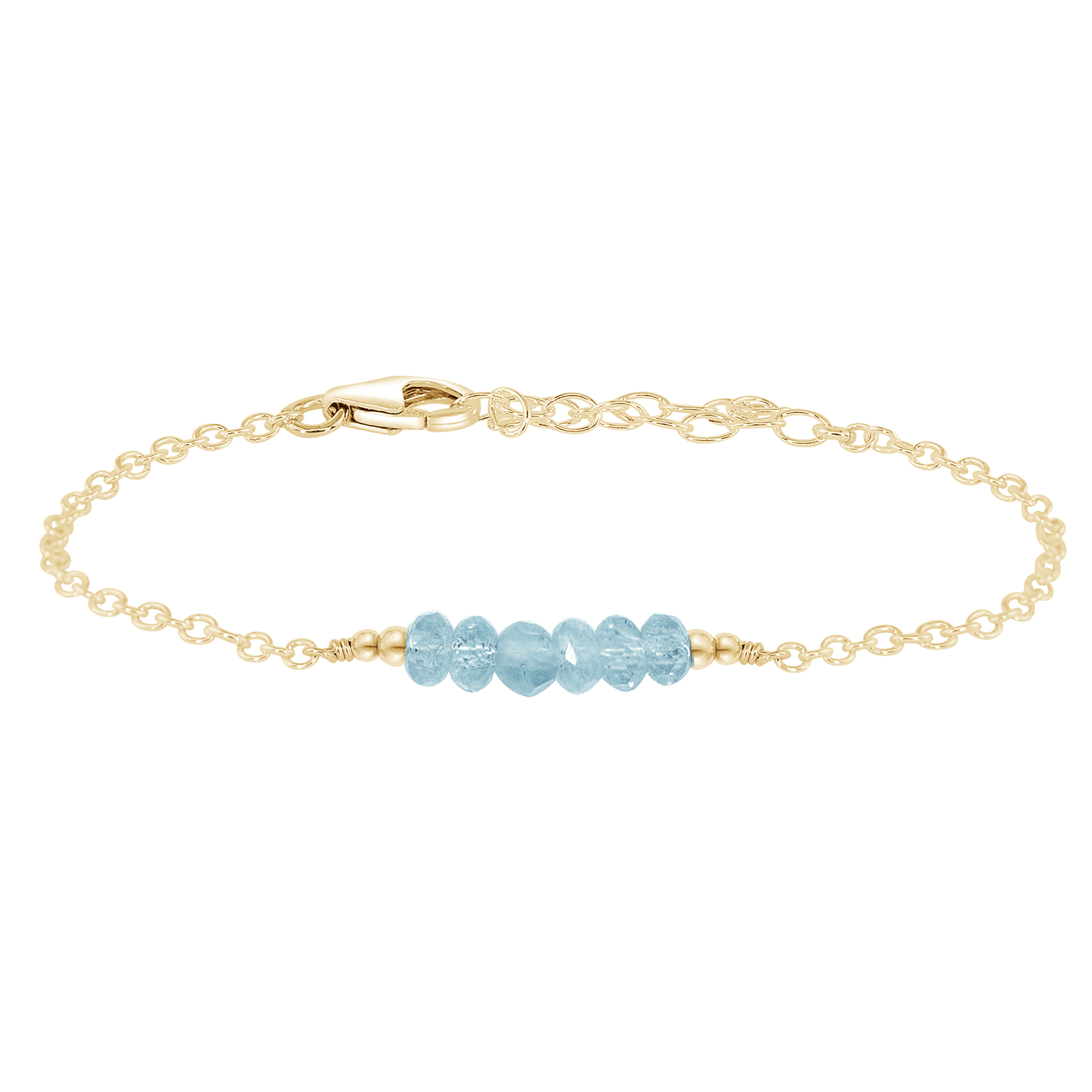 Sparkling Blue Aquamarine Gemstone Faceted Bead Bar Bracelet for Women - Handmade Adjustable Crystal Healing Jewelry for Meditation, Yoga & Spiritual Gifts