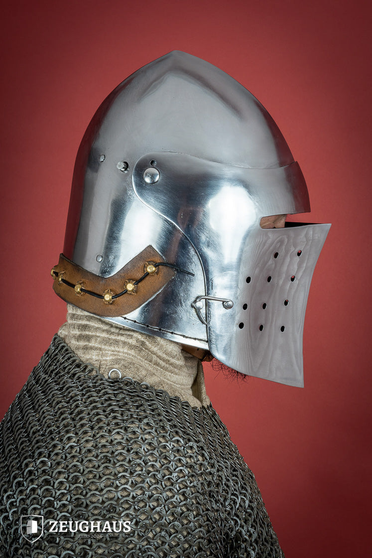 2mm Polished Full Visor Bascinet Helmet - Medieval Knight Armor for LARP, Cosplay & Historical Reenactment