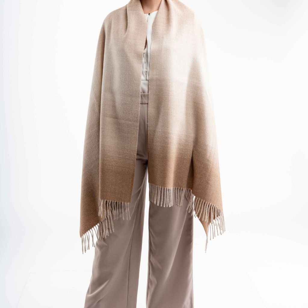 DALCIELO Baby Alpaca Eco-Friendly Scarf - Soft & Warm Beige Taupe Wrap for Women - Perfect for Winter, Fall & Outdoor Activities