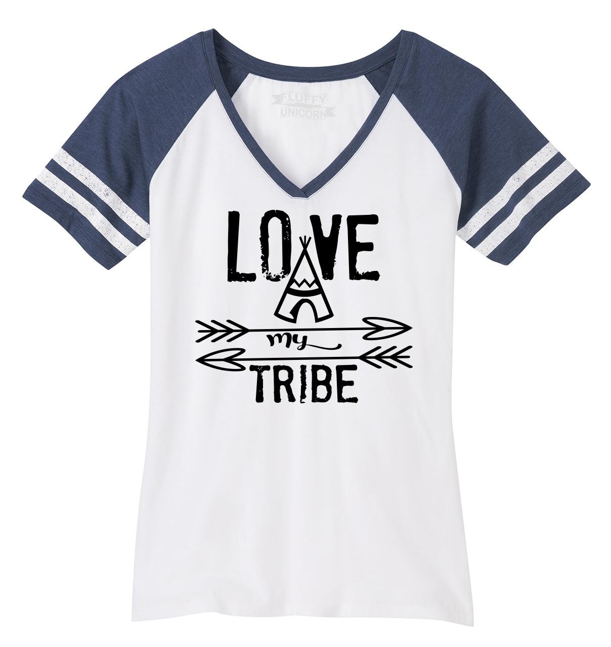 Funny V-Neck T-Shirt for Women - 'Ladies Love My Tribe' Graphic Tee - Perfect for Family Gatherings & Casual Outings