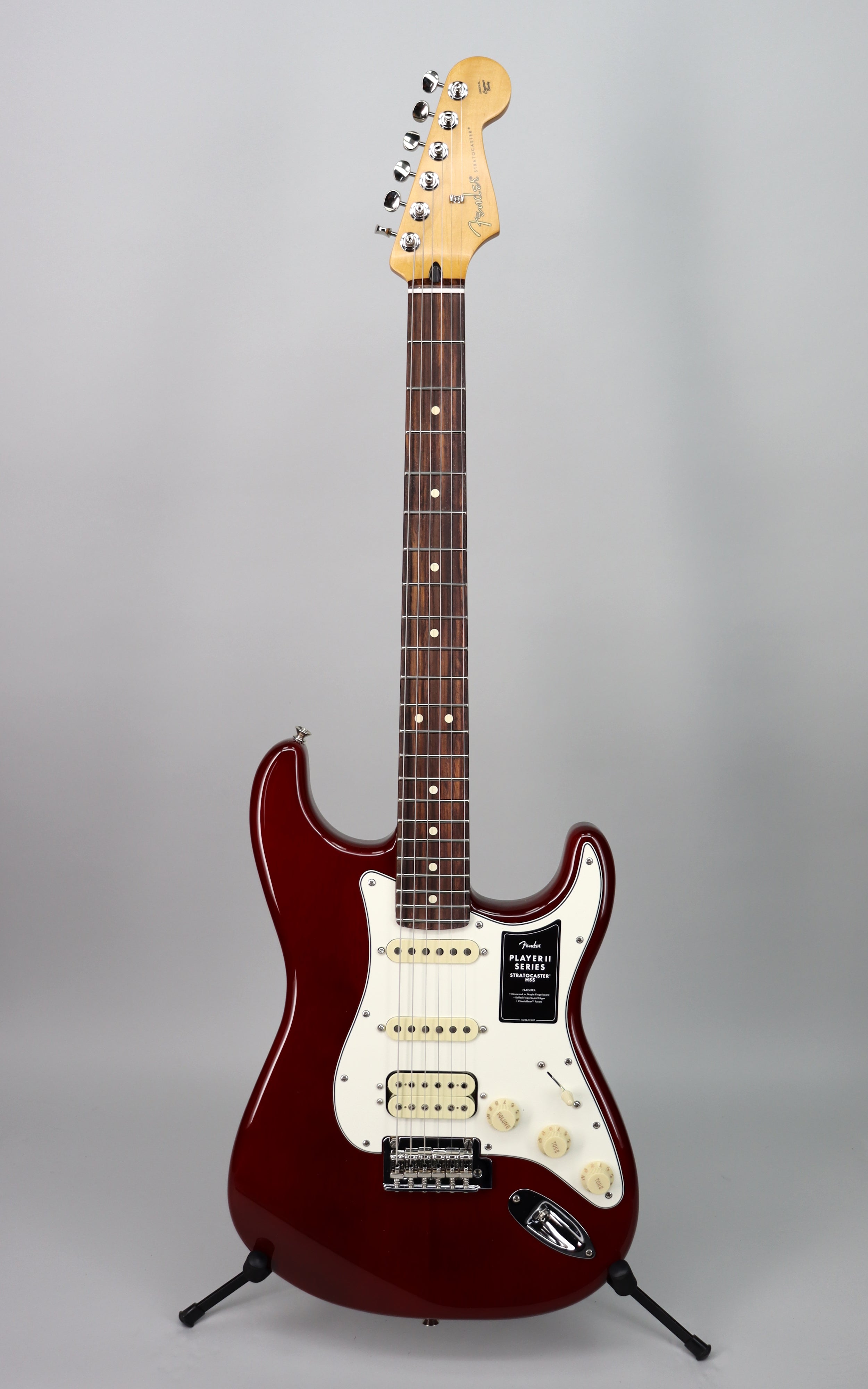 Fender Player II Stratocaster HSS Electric Guitar Bundle - Chambered Mahogany Body, Transparent Cherry Burst Finish with Classic Series Hard Case | Perfect for Live Performances, Studio Recording & Home Practice