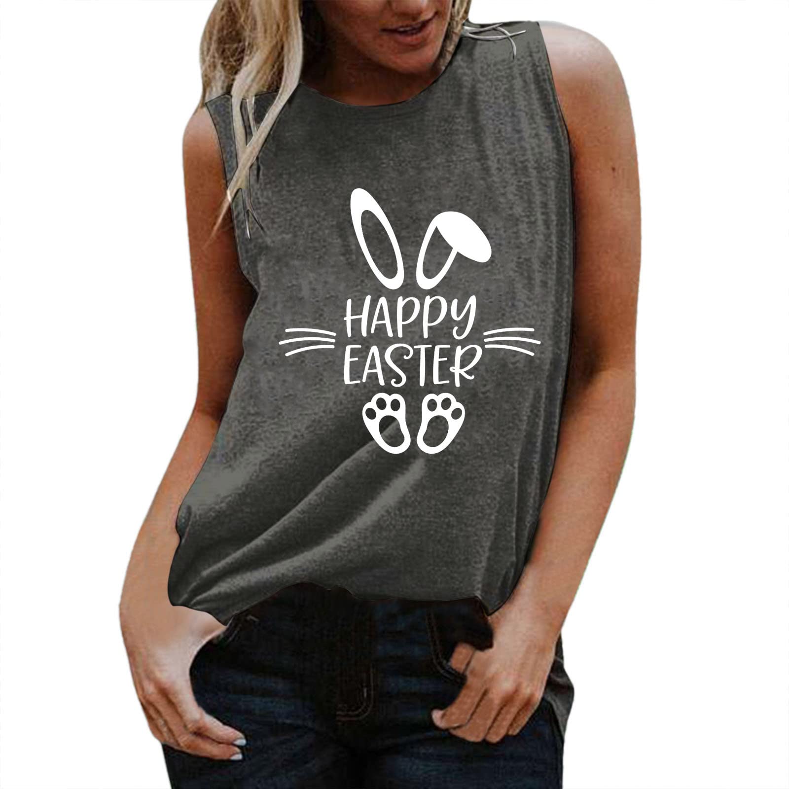 Women's Summer Sleeveless Tank Top - Casual Round Neck Tunic Blouse for Easter, Beach & Daily Wear | Breathable Comfort Tee for Hot Weather