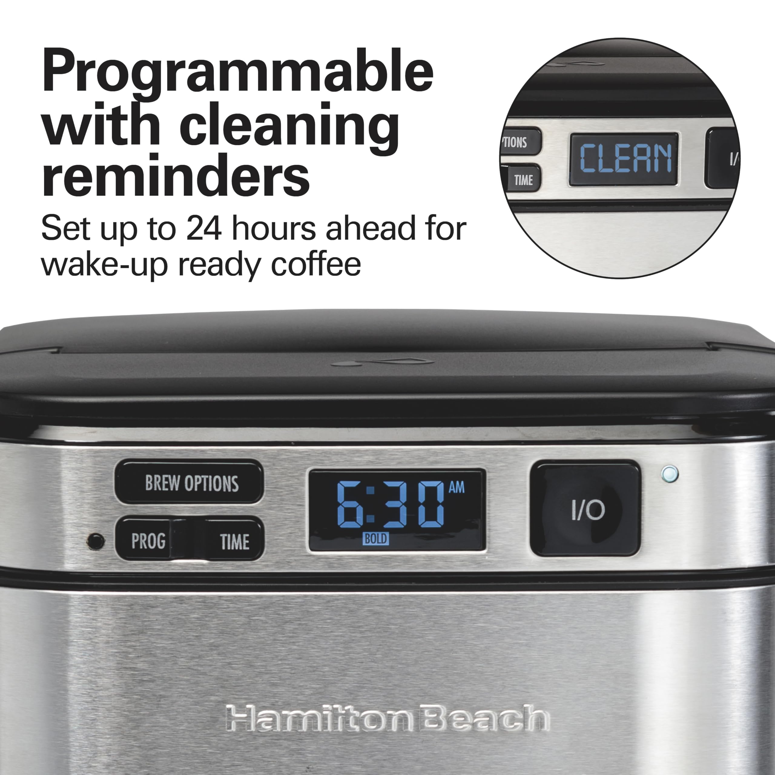 Hamilton Beach 12-Cup Programmable Drip Coffee Maker with Front Access Easy Fill, Pause & Serve Feature, 3 Brewing Options - Perfect for Home, Office & Entertaining (Black, Model 46310)