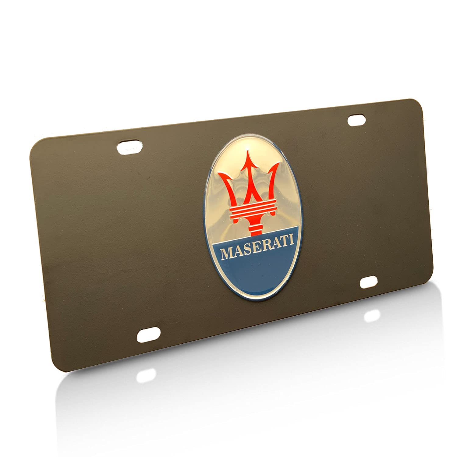 3D Black Metal Maserati License Plate Cover - Heavy Duty & Durable Fit for Maserati Cars - Perfect for Car Shows, Customization & Luxury Vehicle Protection