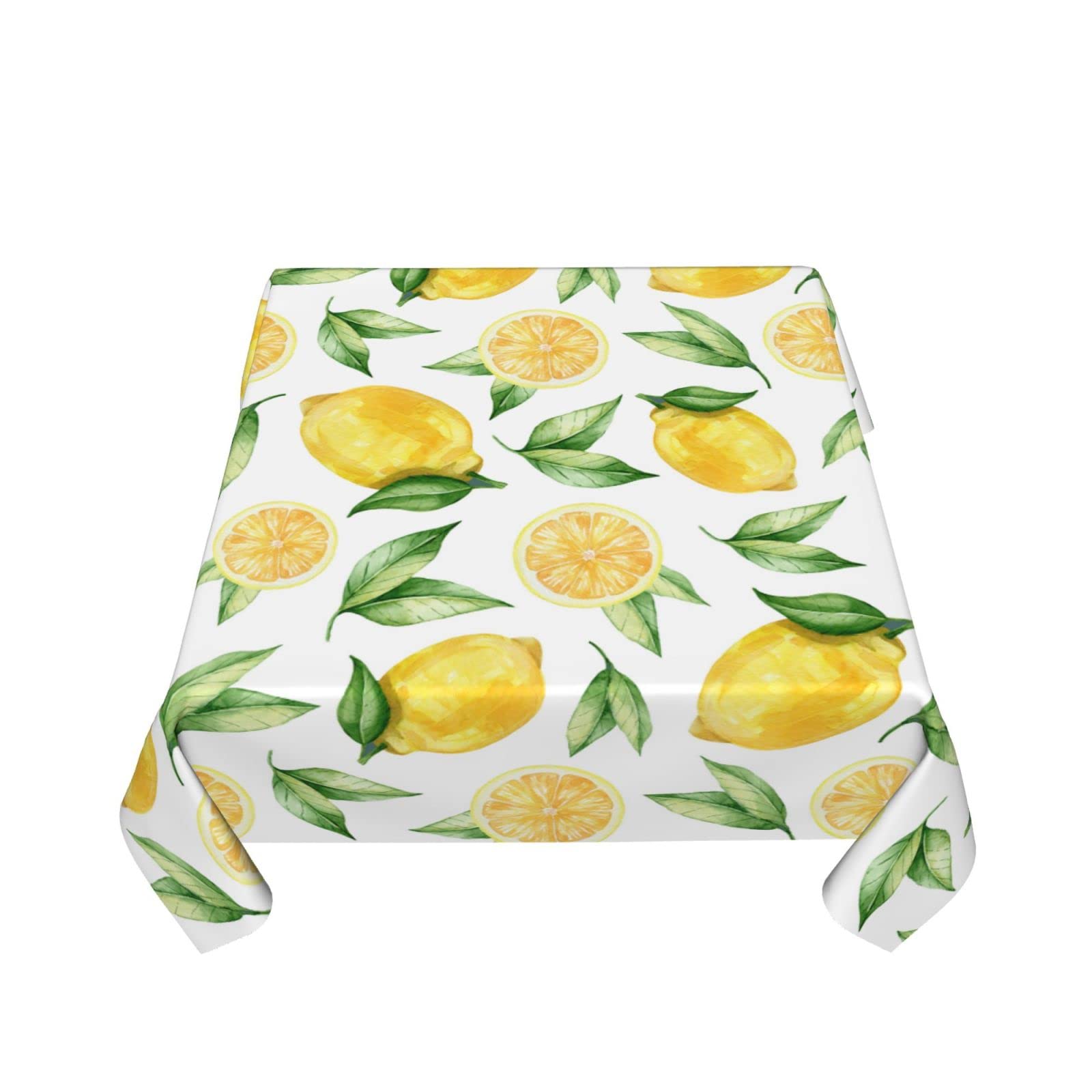 Kawani Summer Lemon Square Tablecloth 54x54 Inch - Rustic Yellow Vinyl Waterproof Table Cover for Farmhouse, Holiday, Party, Wedding & Picnic - Perfect for Outdoor Dining, Kitchen Decor and Seasonal Celebrations