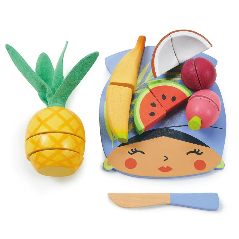 Premium Bamboo Tropical Fruit Cutting Board - Eco-Friendly Kitchen Chopping Board for Pineapple, Mango, Watermelon - Perfect for Fruit Platters, Smoothie Prep & Party Serving