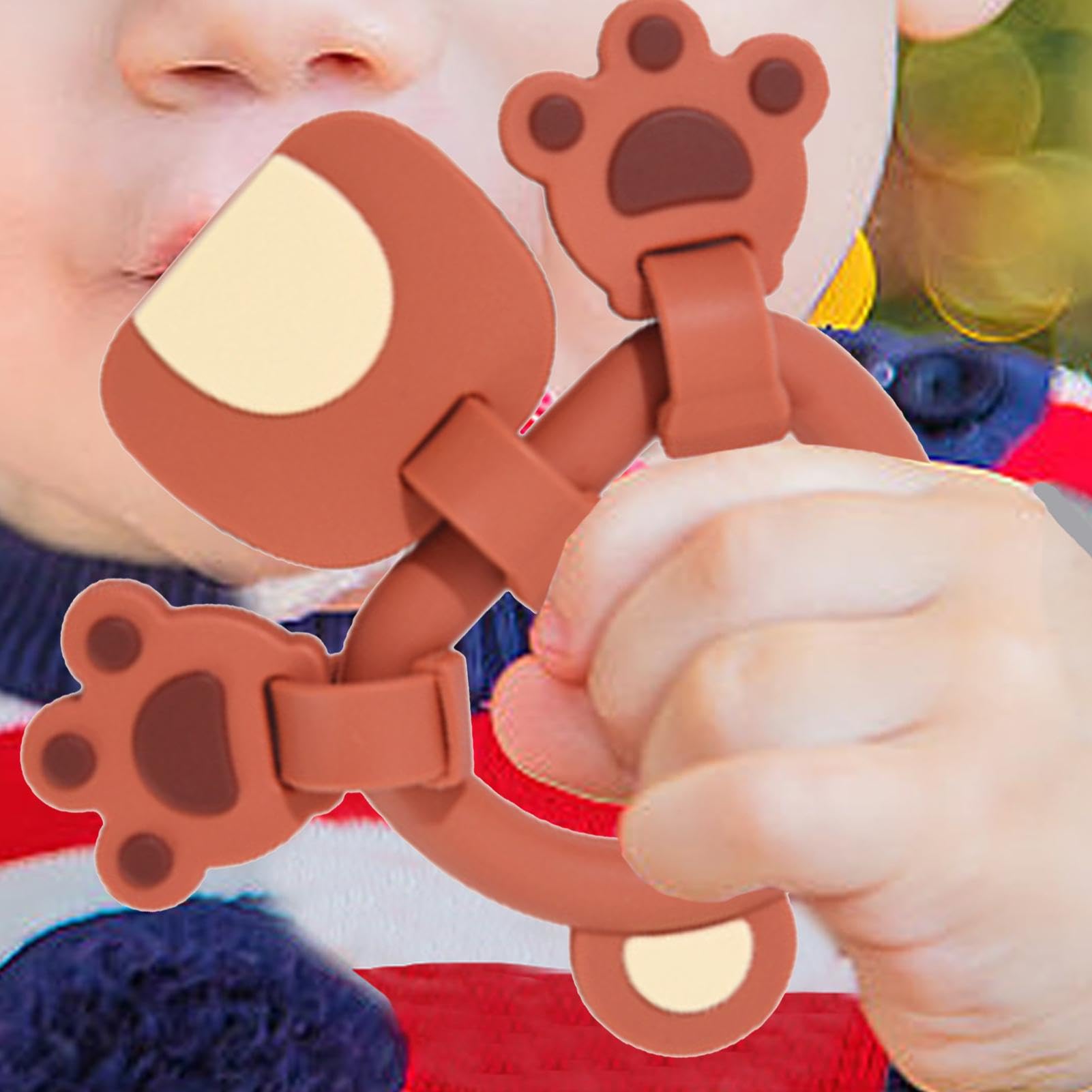 Shakven Cartoon Bear Silicone Teething Toys for Toddlers - BPA-Free Baby Teether for Boys & Girls - Early Development & Sensory Toy for Chewing Relief, Playtime & Cognitive Learning | Perfect for Home, Travel & Daycare Use