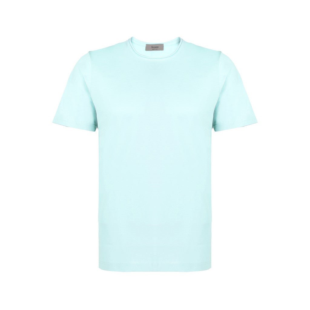 FERRANTE Cotton Jersey Crew Neck T-Shirt for Men & Women - Soft & Comfortable Turquoise Tee - Perfect for Casual Wear, Gym, and Everyday Outfits