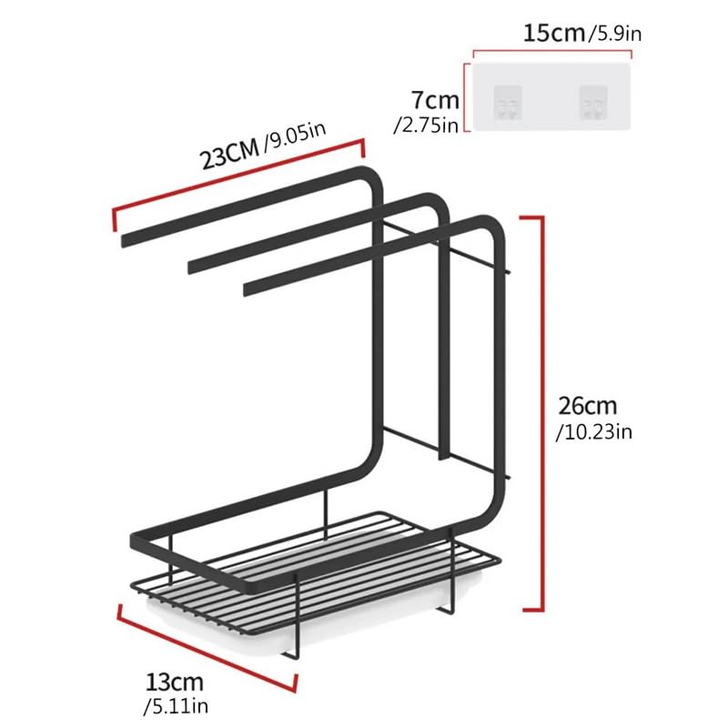 MosQuick® Heavy-Duty Stainless Steel 3-Bar Sink Caddy with Drain Tray - Sponge Holder, Kitchen Towel Rack & Soap Stand - Perfect for Organizing Kitchen Sink Accessories (Black) - Ideal for Small Kitchen Spaces, Apartment Living & RV Use