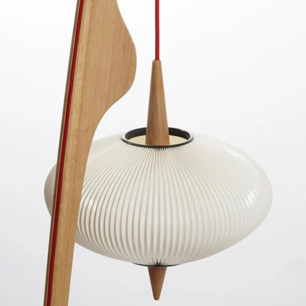 Modern Wooden Hanging Arched Floor Lamp - Adjustable Height, Natural Finish - Perfect for Living Room, Bedroom, or Office Lighting Decor