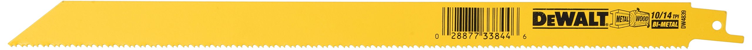 DEWALT DW4839B25 10/14 TPI Bi-Metal Reciprocating Saw Blades - 12-Inch, Pack of 25 (Yellow) - Heavy-Duty Cutting for Wood, Metal & Demolition Projects