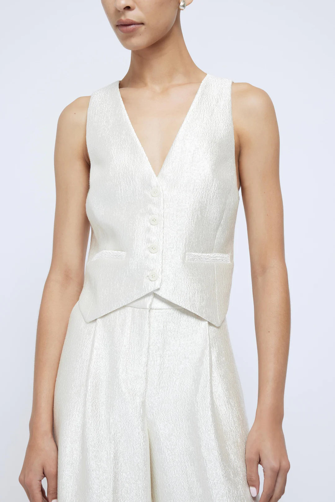Women's Deb Textured Vest in Cream - Lightweight Knit Cardigan for Layering, Casual Outfits & Fall Fashion