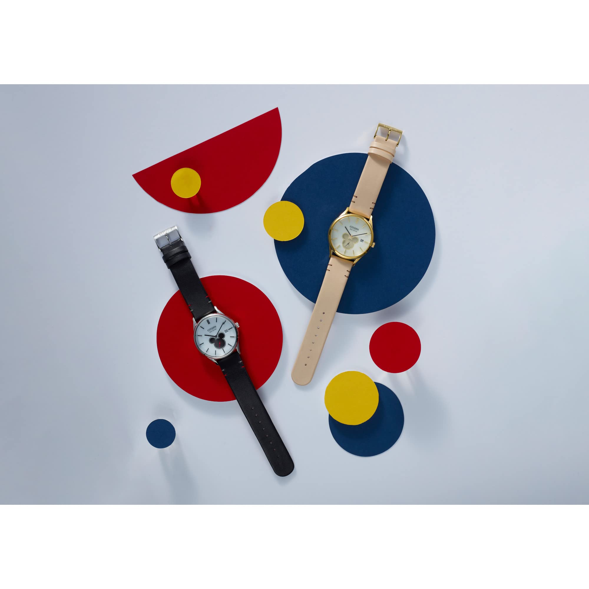 Citizen Eco-Drive Disney Mickey Mouse Unisex Watch - Stainless Steel Case with Genuine Leather Strap - Solar Powered, Water Resistant - Perfect for Disney Fans, Collectors & Everyday Wear