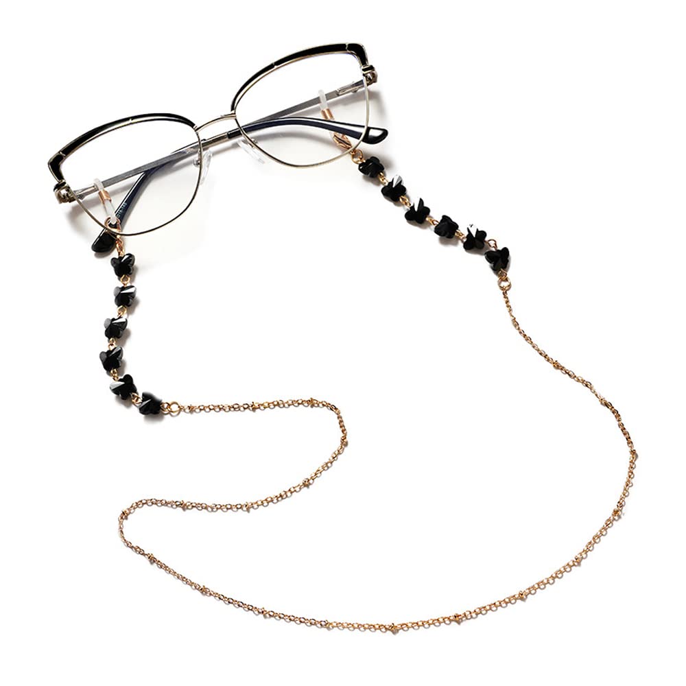 Stylish Crystal Eyewear Lanyard for Women - Butterfly Design Glasses Chain with Face Mask Holder | Perfect for Reading Glasses, Sunglasses & Daily Use