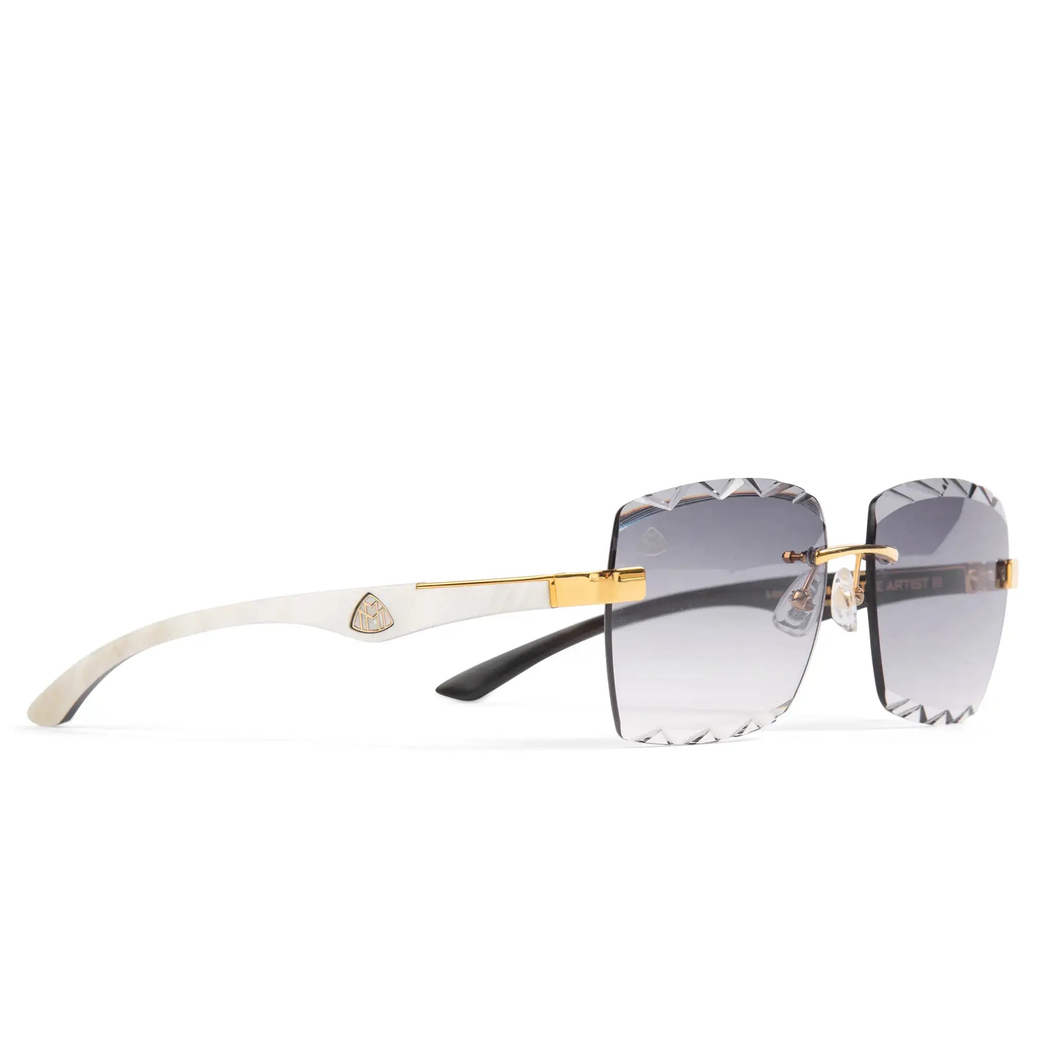 Maybach Eyewear The Artist III G HAS Z25 Custom Gold Grey Fade Diamond Cut Polarized Sunglasses for Men - Luxury Fashion Shades for Driving, Beach & Outdoor Activities
