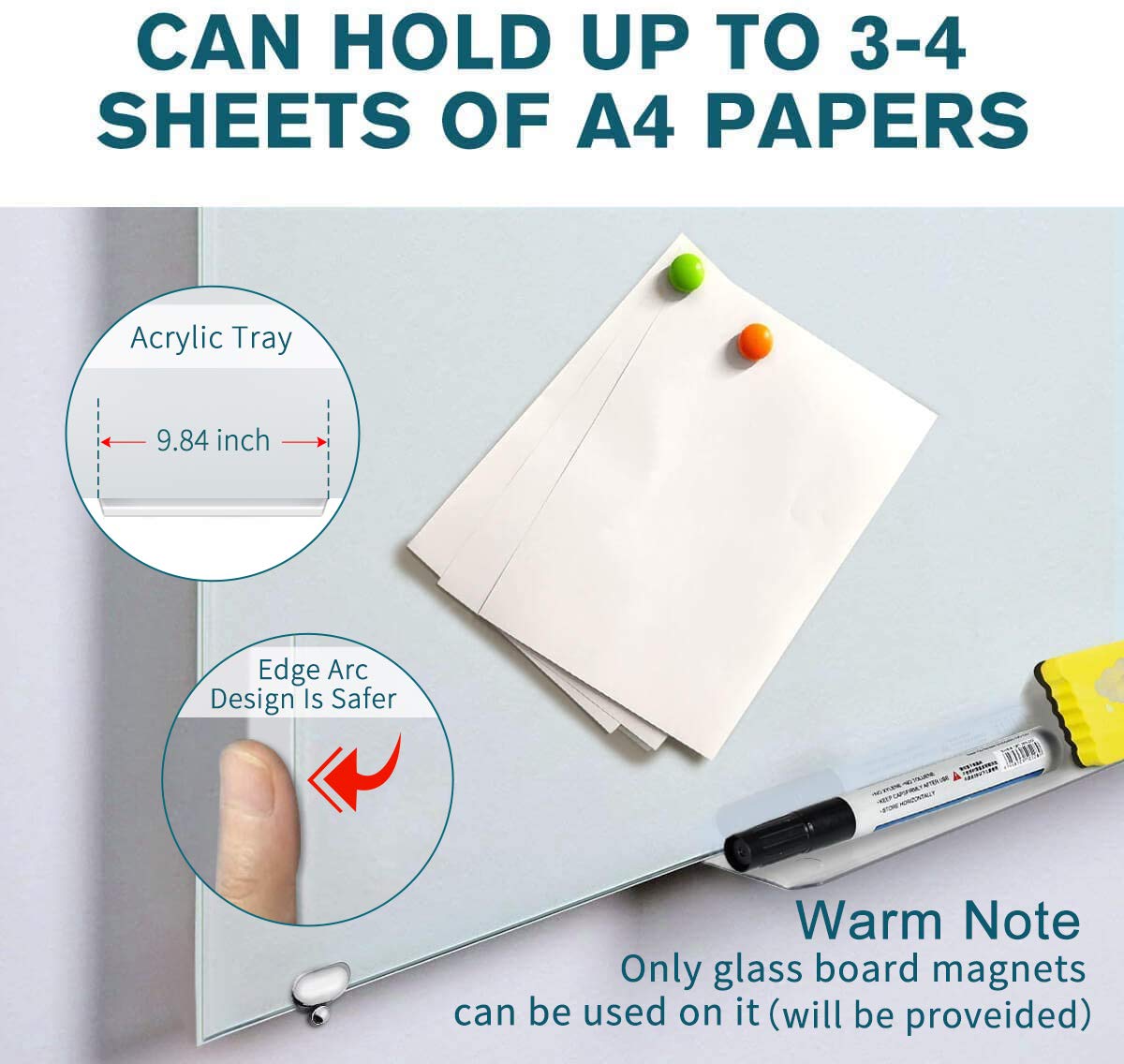 2-in-1 Magnetic Glass Whiteboard 72