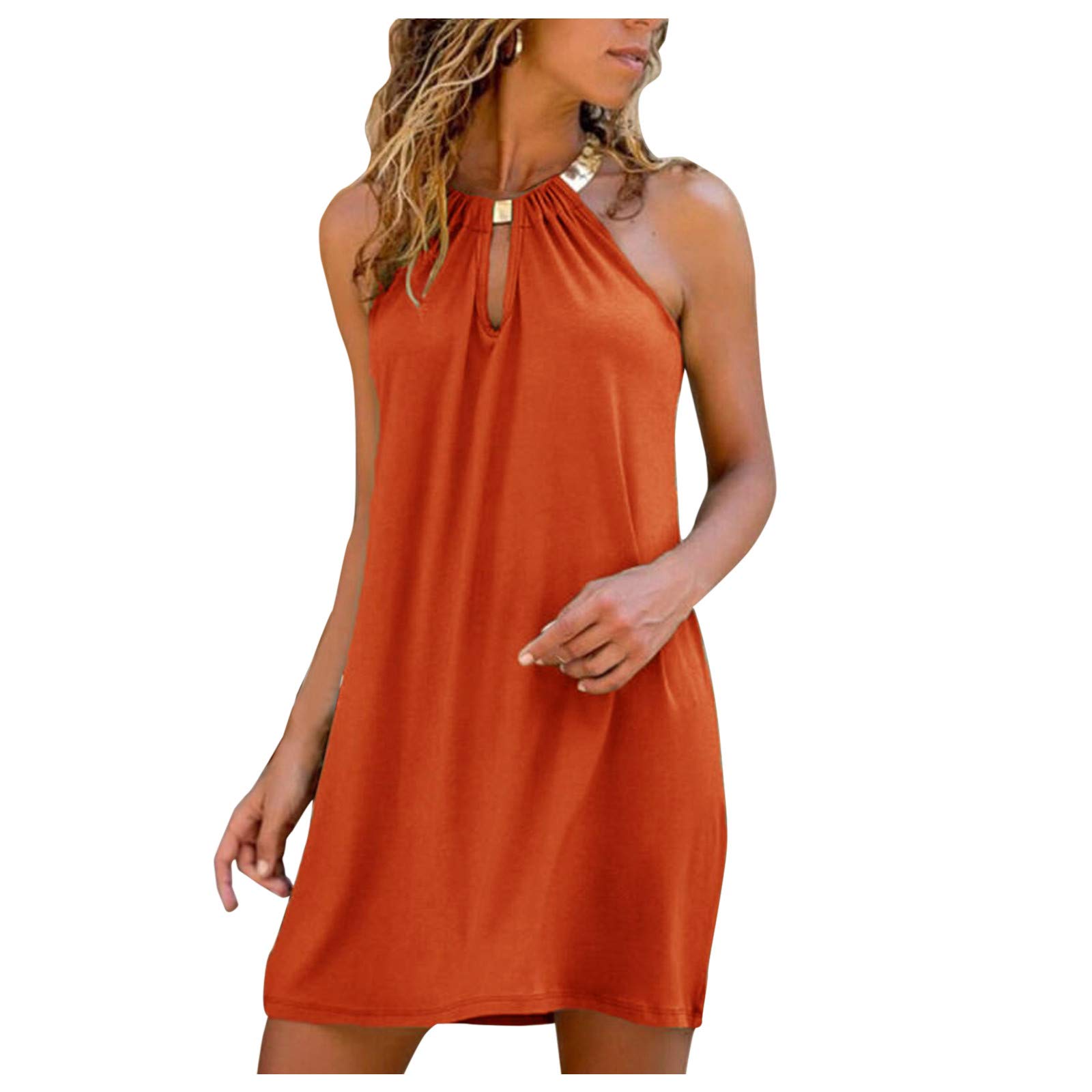 Nulairt Women's Halter Dress - Sleeveless Boho Mini Sun Dress for Summer, Casual Beach Party & Vacation Outfits | Perfect for 2021 Fashion, Outdoor Events & Tropical Getaways
