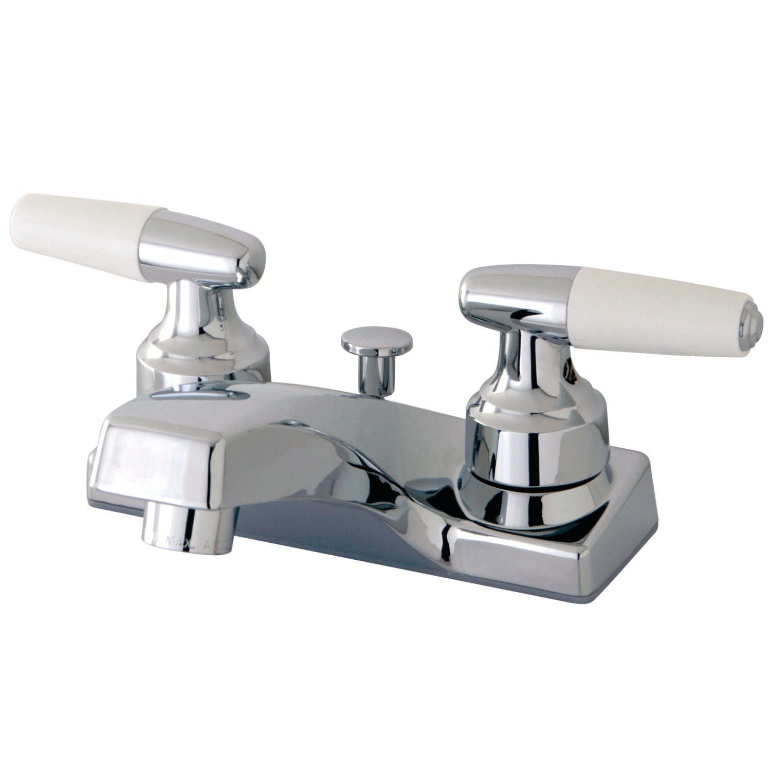 Americana FB201 Double Handle 3-Hole Deck Mount 4-Inch Centerset Bathroom Faucet with ABS Pop-Up Drain - Polished Chrome Finish for Vanity Sink & Powder Room