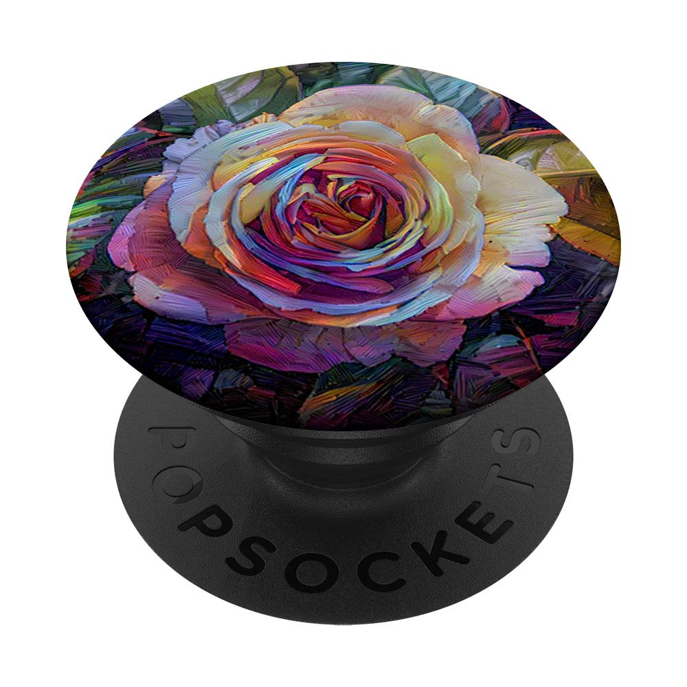 Rose Flower Grip: Artistic Oil Painting Floral Design PopSockets PopGrip - Swappable Phone & Tablet Grip for Stylish Everyday Use