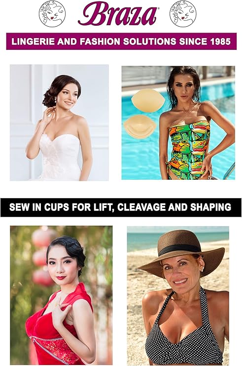 Braza Sew-in Bra & Swimwear Cups - Size C Beige | Comfortable Support for Swimsuits, Dresses & Costumes
