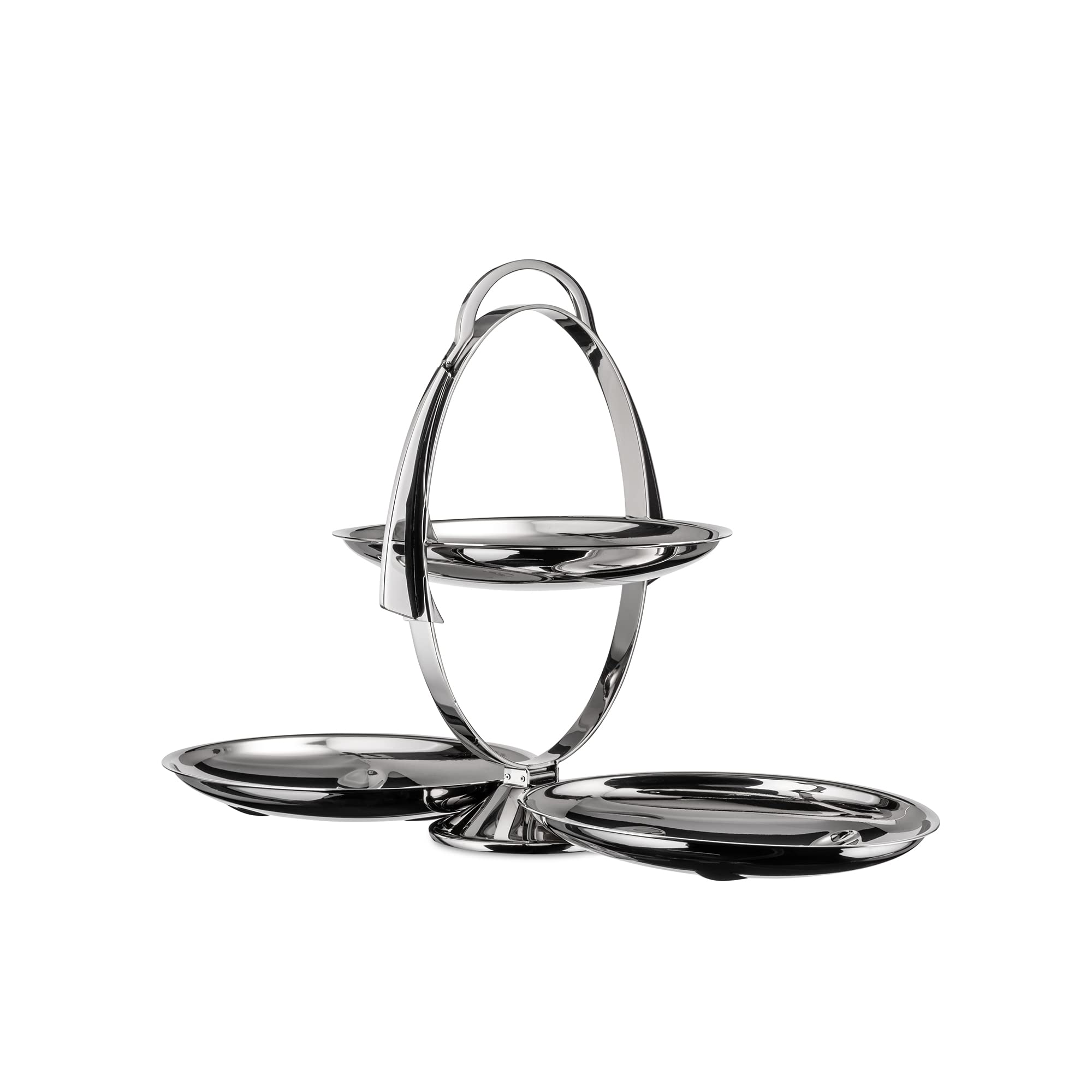 Alessi AM37 Anna Gong 3-Tier Folding Cake Stand - 18/10 Stainless Steel Mirror Polished Dessert Server for Parties, Weddings & Afternoon Tea