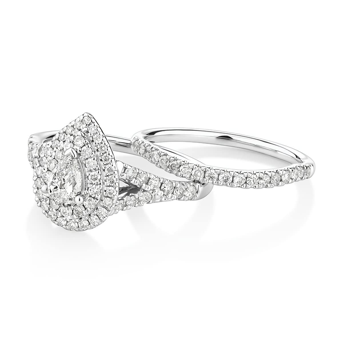 1 Carat Moissanite Engagement Ring Set for Women - Platinum Plated Sterling Silver Wedding Band - Elegant Bridal Jewelry for Proposals, Anniversaries & Special Occasions | Perfect for Valentine's Day, Christmas Gifts & Romantic Surprises
