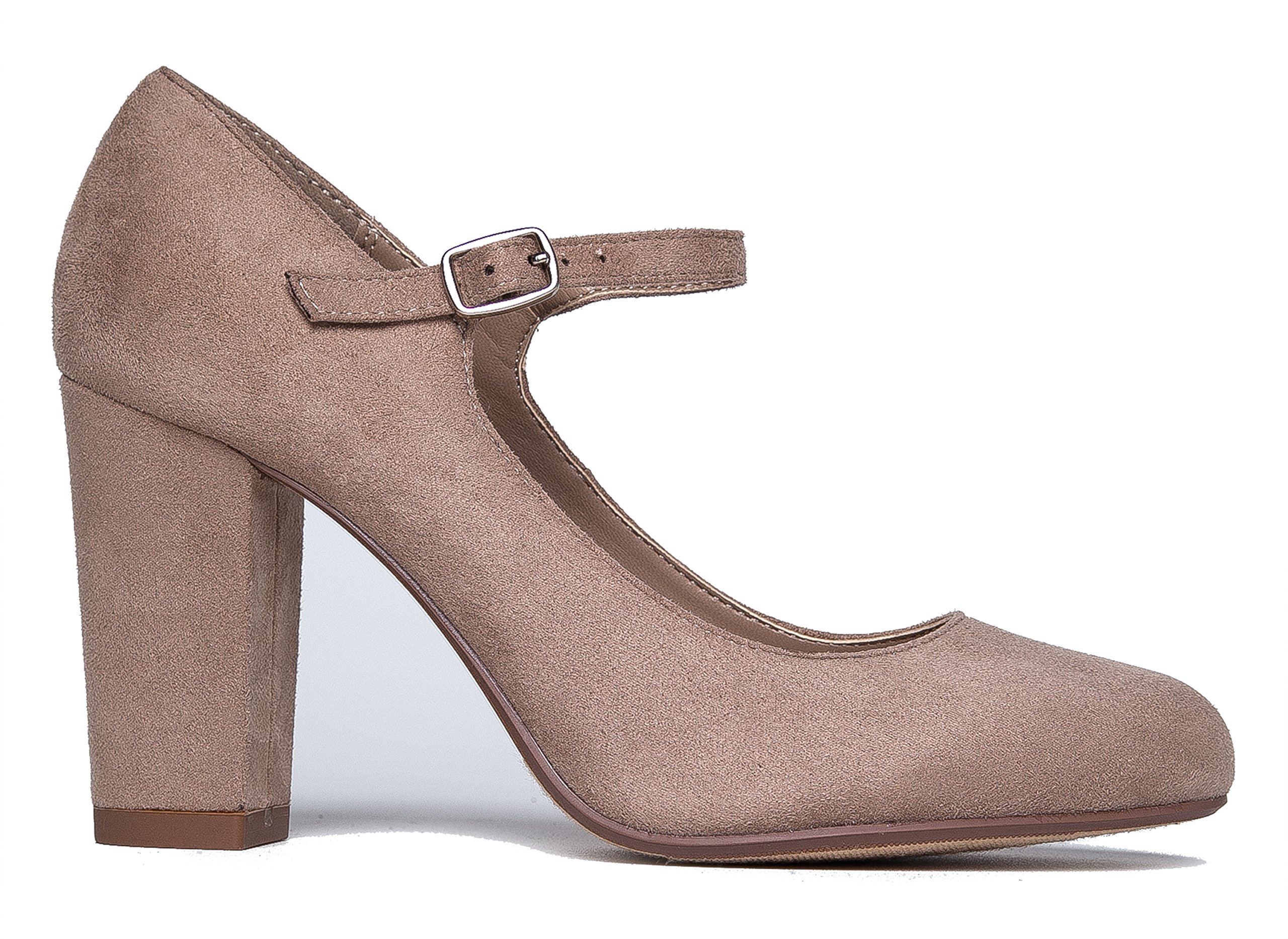 J.Adams Women's Chunky High Heel Mary Jane Pumps - Round Toe Comfortable Dress Shoes for Work, Party & Special Occasions