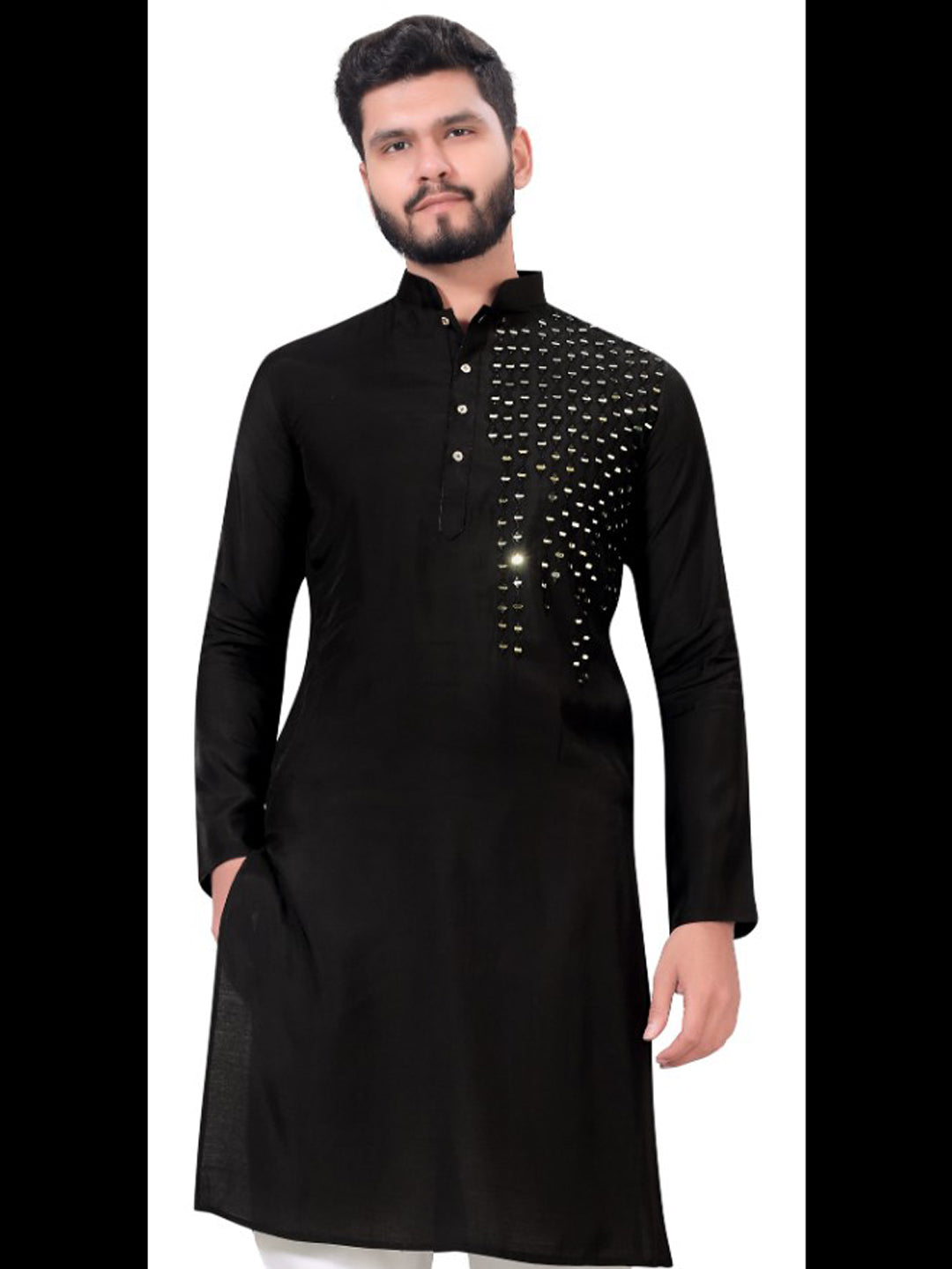 Black Traditional Men's Kurta - Premium Cotton Ethnic Wear for Festivals & Weddings - Perfect for Indian Cultural Events & Special Occasions