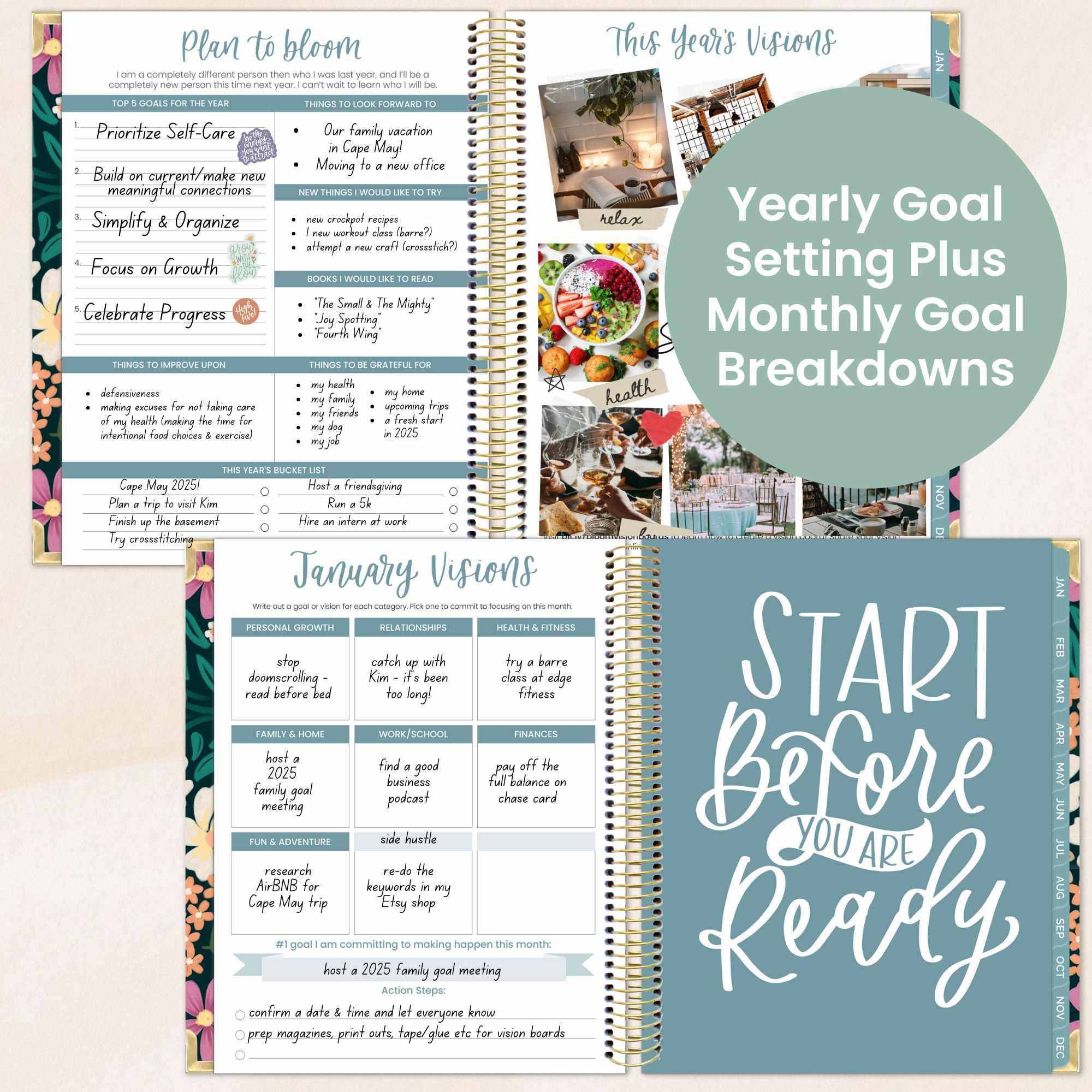 Bloom Daily Planners 2025 - Hardcover Goal & Vision Planner with Monthly/Weekly Views (Jan-Dec 2025) - 7.5