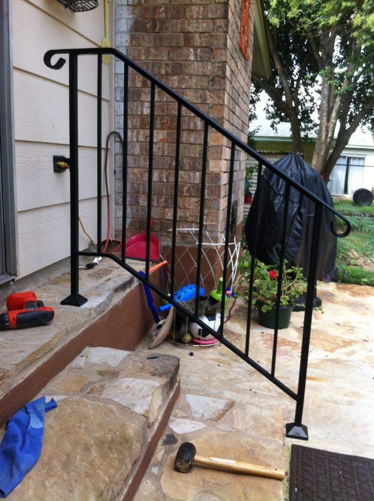 Iron X Handrail Picket #3 for Brick or Paver Steps - Durable Steel Stair Railing Support - Perfect for Outdoor Steps, Patios, and Garden Pathways