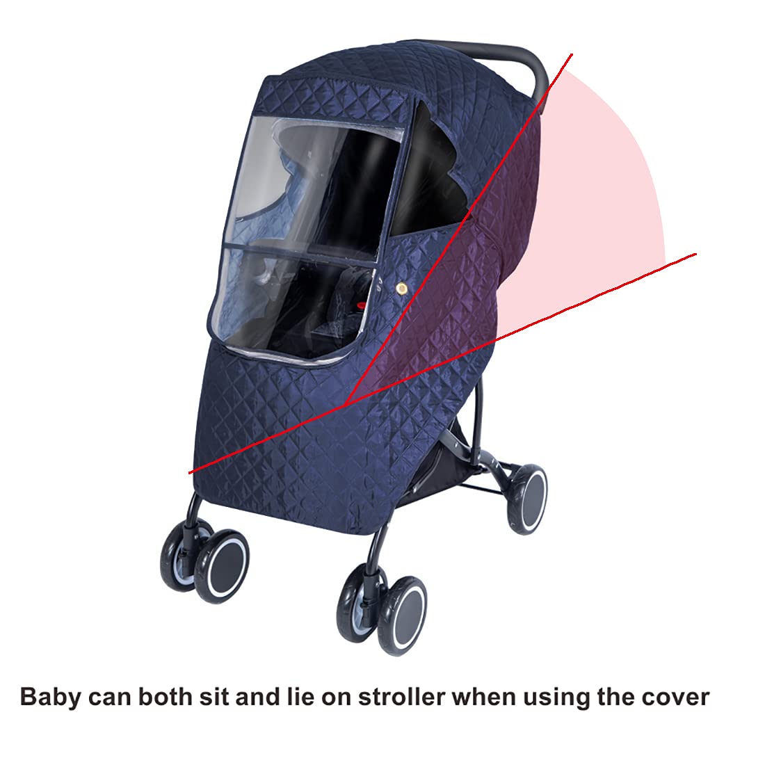 Universal Baby Stroller Rain Cover - Waterproof Winter Weather Shield for Travel Strollers & Pushchairs | Protects from Snow, Wind, Sun & Dust | Navy Blue | Ideal for Cold Weather, Outdoor Walks & Shopping Trips