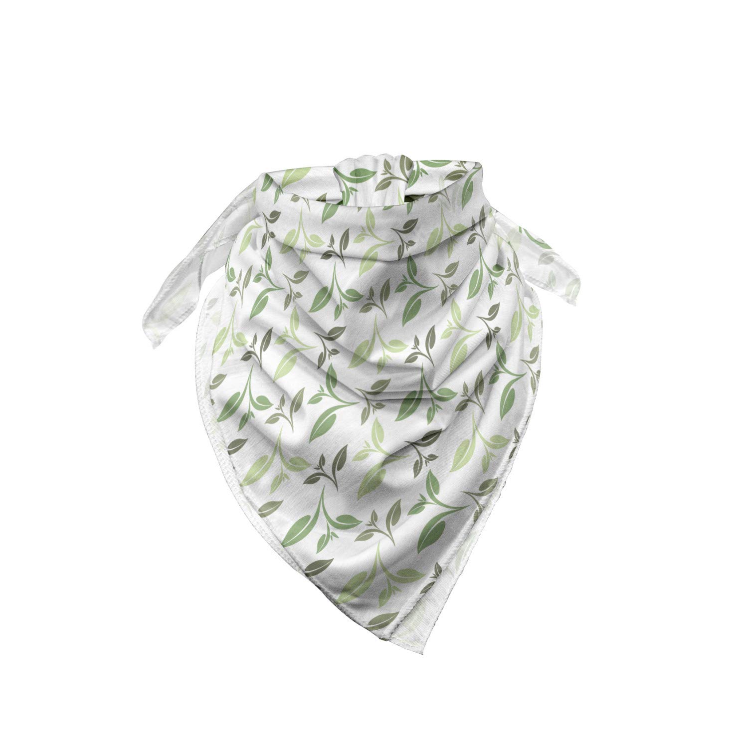 Ambesonne Green Bandana Scarf - Faded Tea Leaves Print, Unisex Head & Neck Wrap for Men & Women | Perfect for Outdoor Activities, Music Festivals & Fashion Accessories