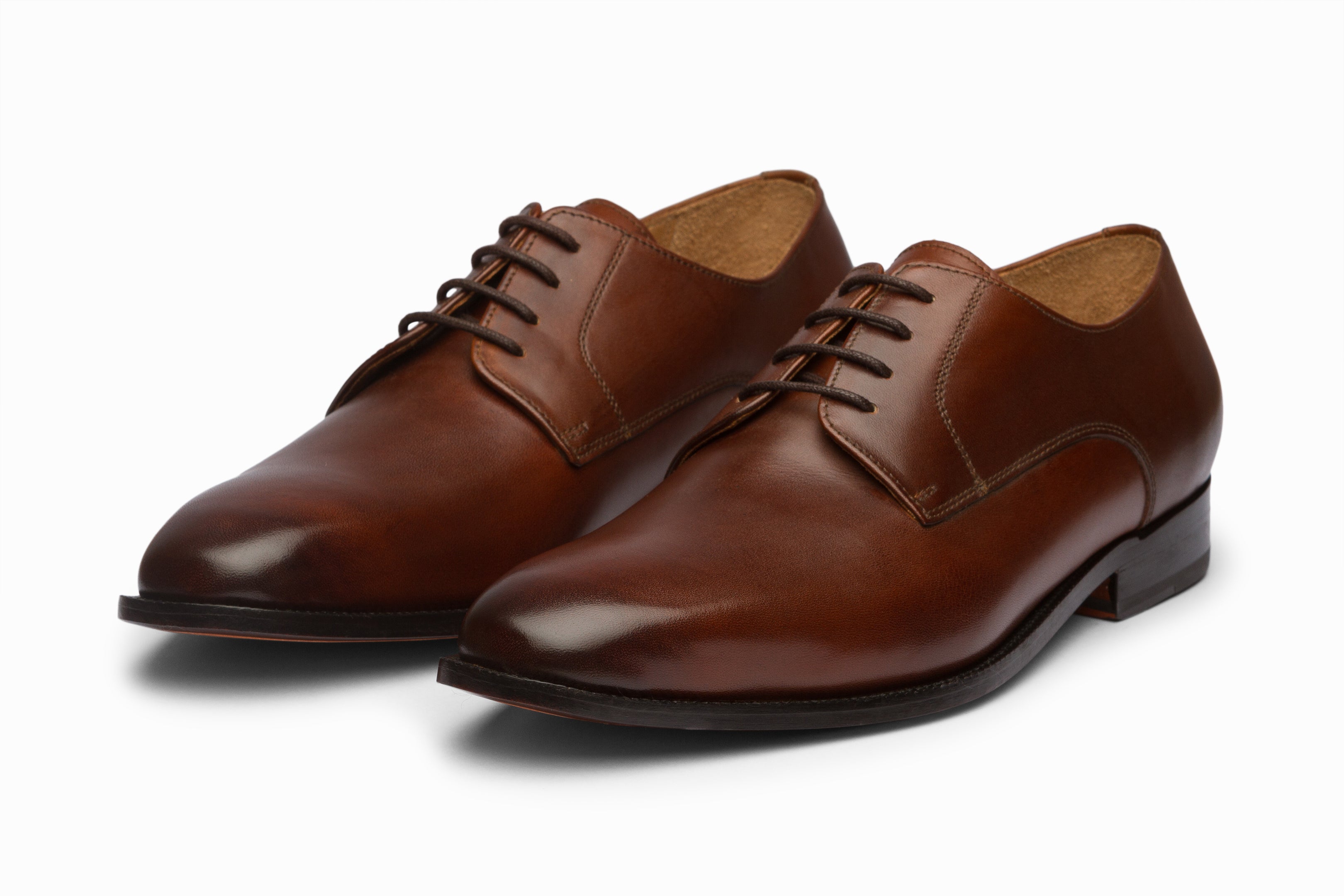 Men's Classic Plain Brown Derby Shoes - Stylish & Comfortable for Business, Casual & Formal Occasions