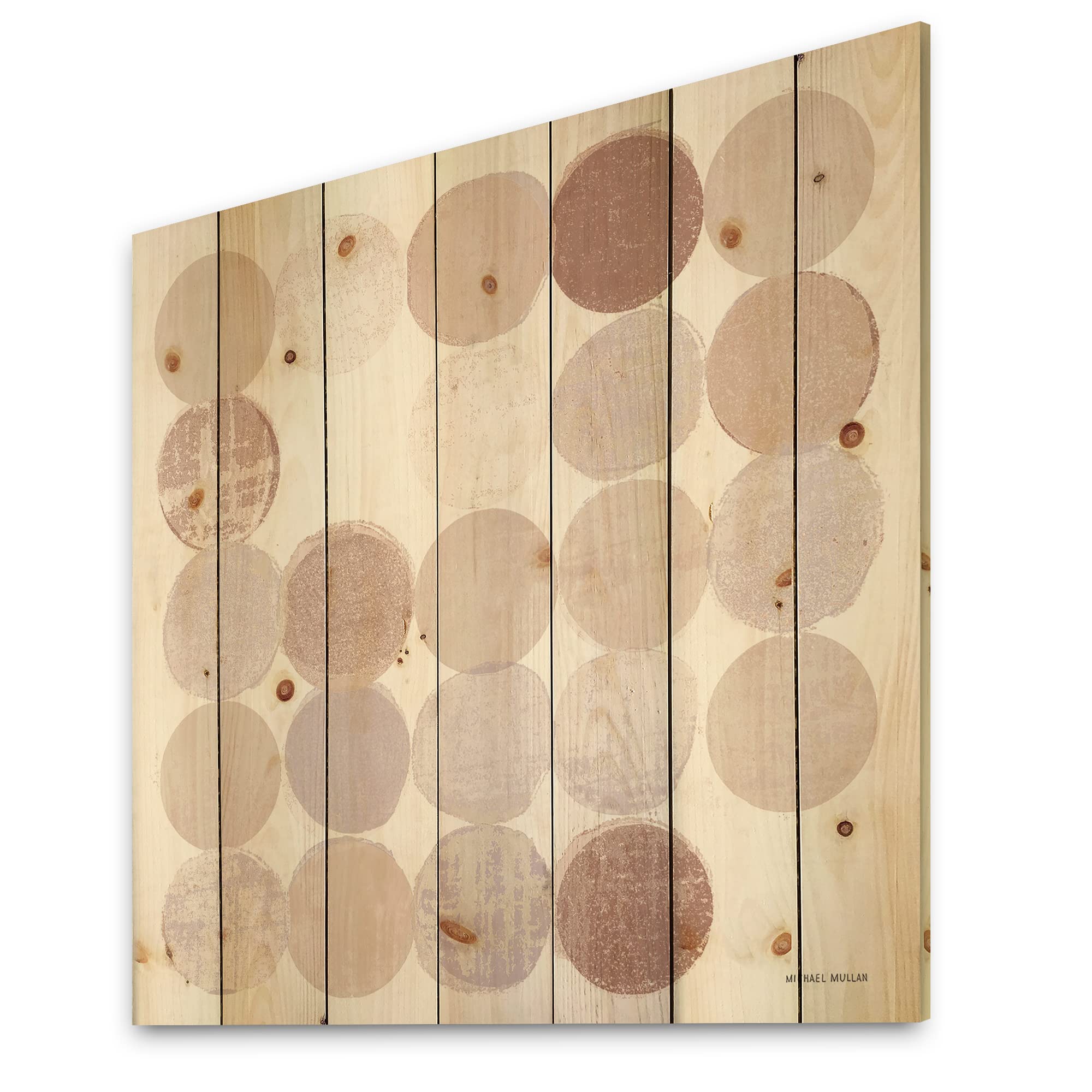 DesignQ Pink Geometric Wood Wall Art - Abstract Pine Decor for Living Room