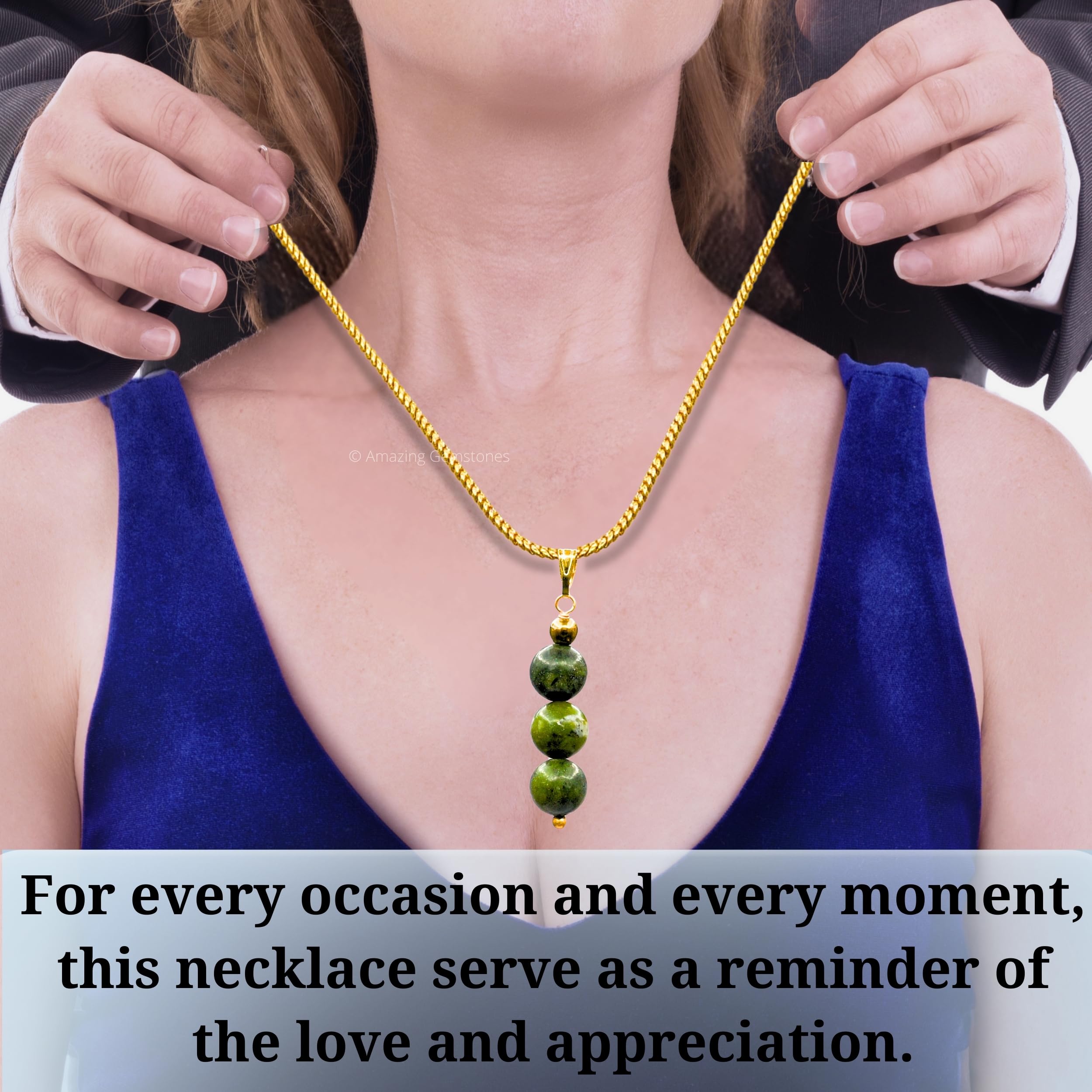 Healing Green Jade Necklace for Women - Handmade Crystal Beaded Pendant Jewelry - Elegant Birthday Gift for Her - Perfect for Meditation, Yoga & Spiritual Healing