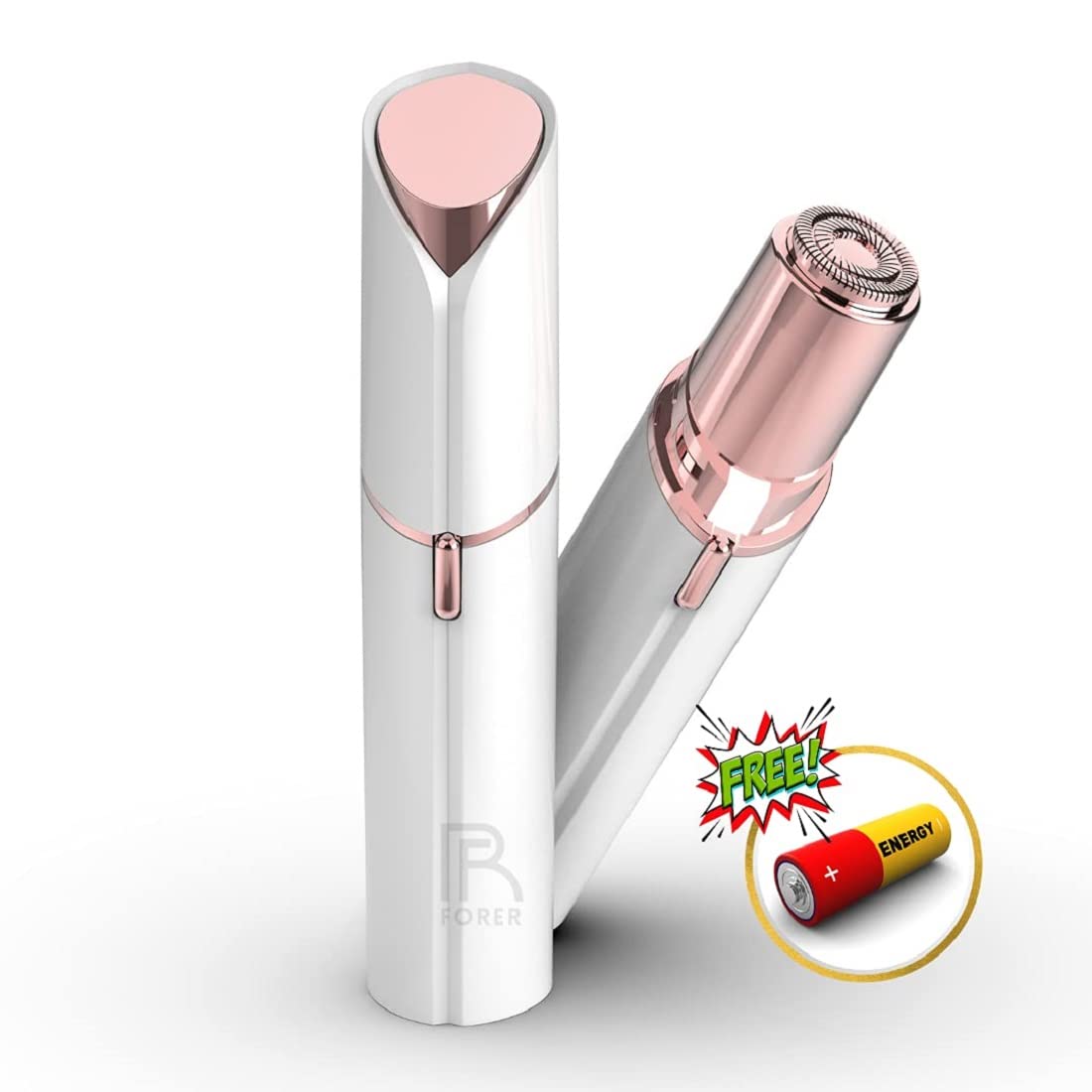DRIZA Skincare Facial Hair Removal Machine for Women - Painless Hair Remover for Chin, Cheek, Eyebrow & Upper Lip - USB Rechargeable Lipstick Design (White) - Perfect for Home Use & Travel Beauty Routine