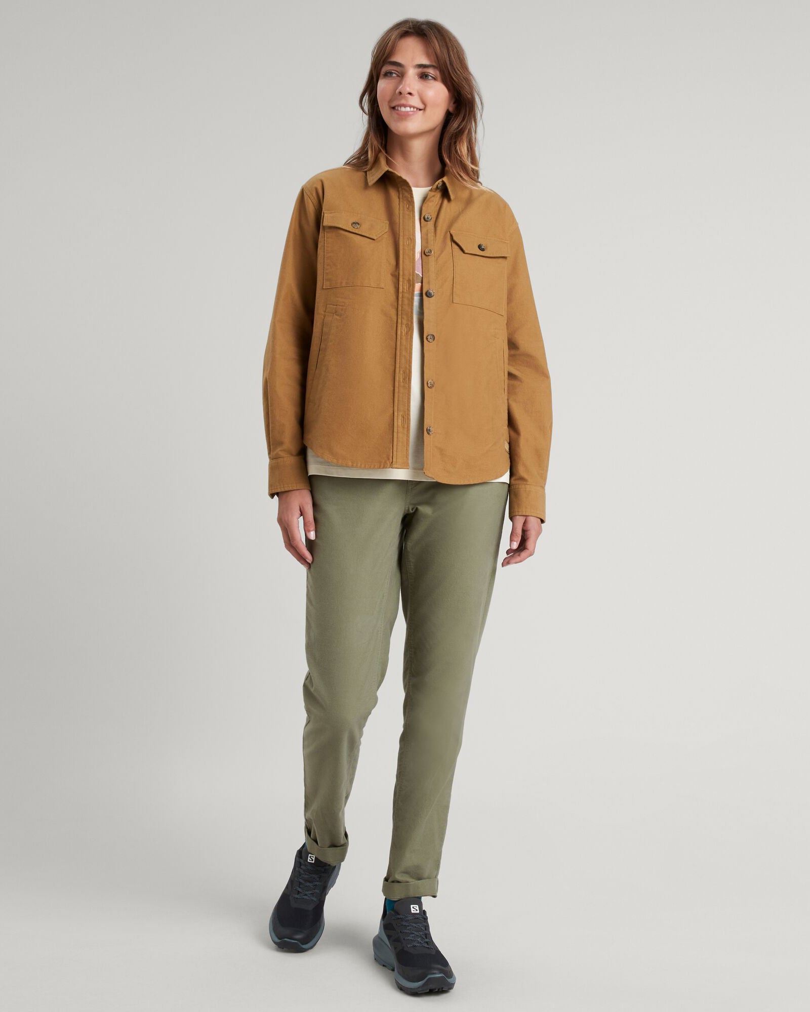 Women's Huntly Moleskin Long Sleeve Shirt - Soft Canvas Button Down Top for Casual Wear & Outdoor Activities