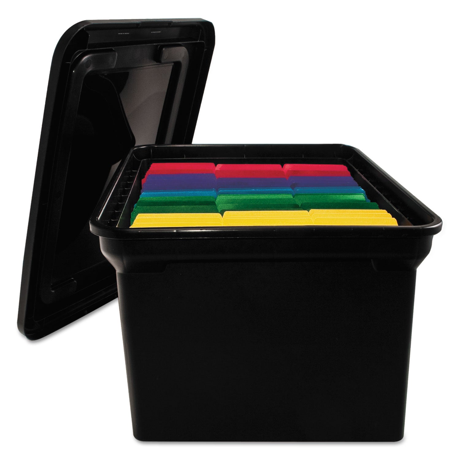 Advantus Black File Storage Tote with Lid - Letter & Legal Size Organizer (14.25
