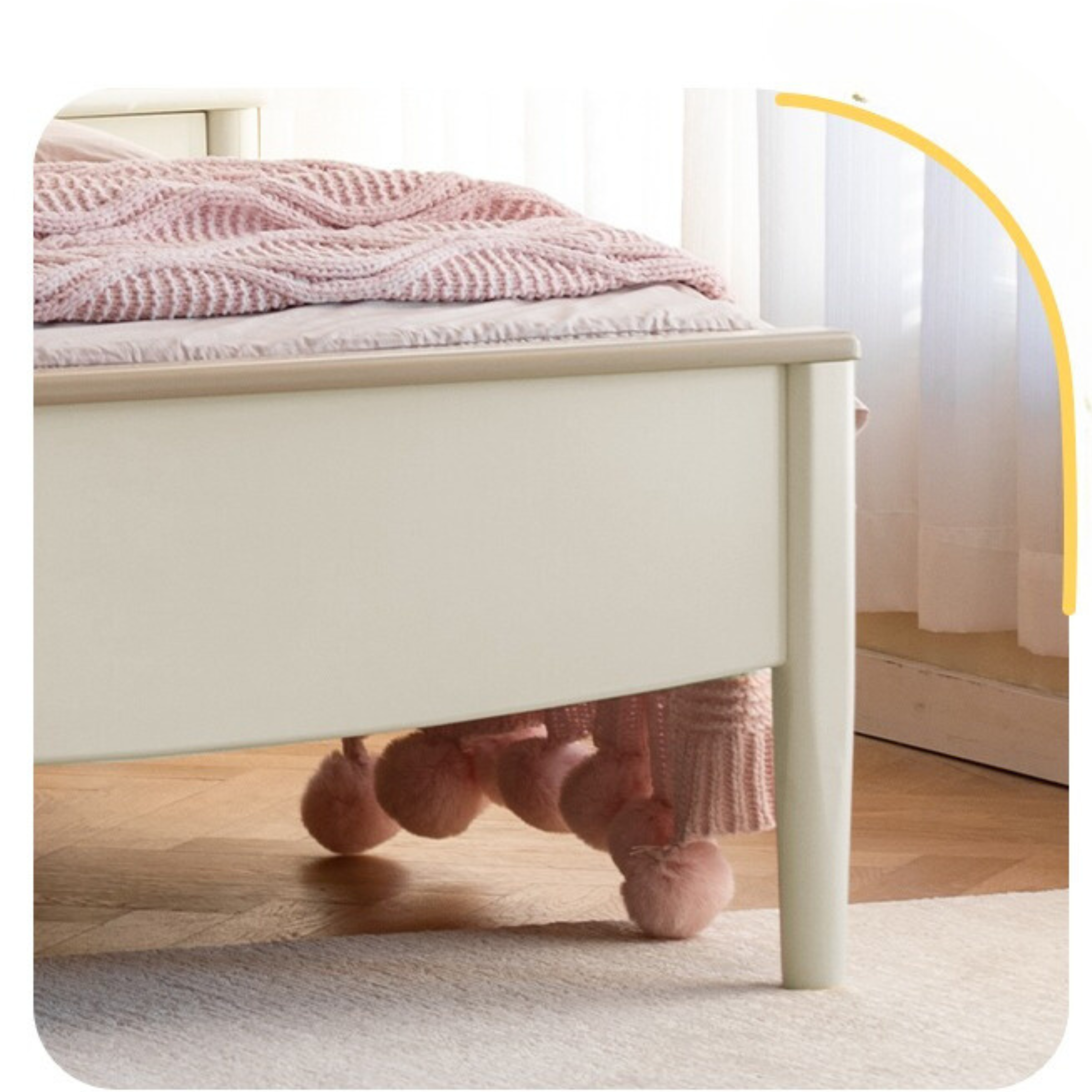 Modern Poplar Solid Wood Kids Bed - Sturdy, Safe & Eco-Friendly for Boys & Girls Bedroom, Nursery or Guest Room