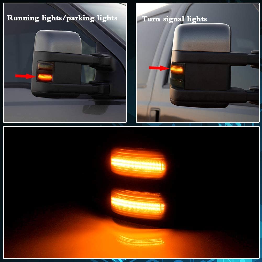 2008-2016 Ford F250 F350 F450 Super Duty Smoked Amber LED Side Marker Lights - Replacement Mirror Turn Signal Lamps for Enhanced Visibility & Safety (Pair) - Perfect for Night Driving, Off-Roading & Truck Customization