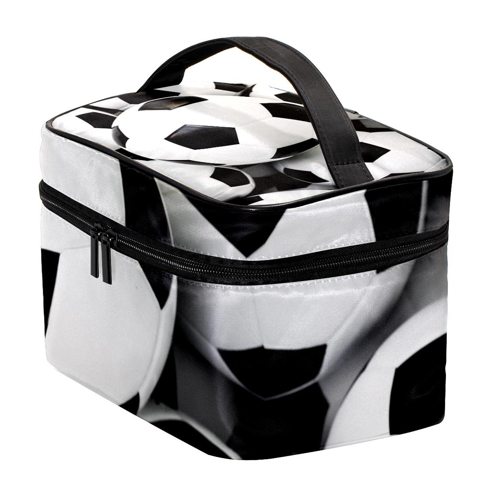 Soccer Pattern Travel Makeup Bag - Large Cosmetic Organizer with Zipper for Women & Girls | Perfect for Gym, Travel & Daily Essentials Storage