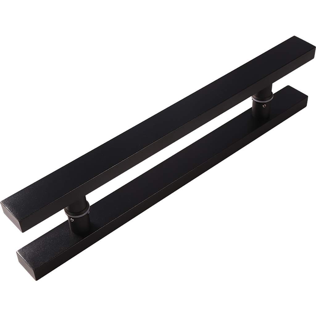 Heavy Duty Stainless Steel Square Tube Push-Pull Door Handle - 800mm Length for Glass, Wood & Mall Doors | Durable Black Railings & Handrails for Commercial & Home Use