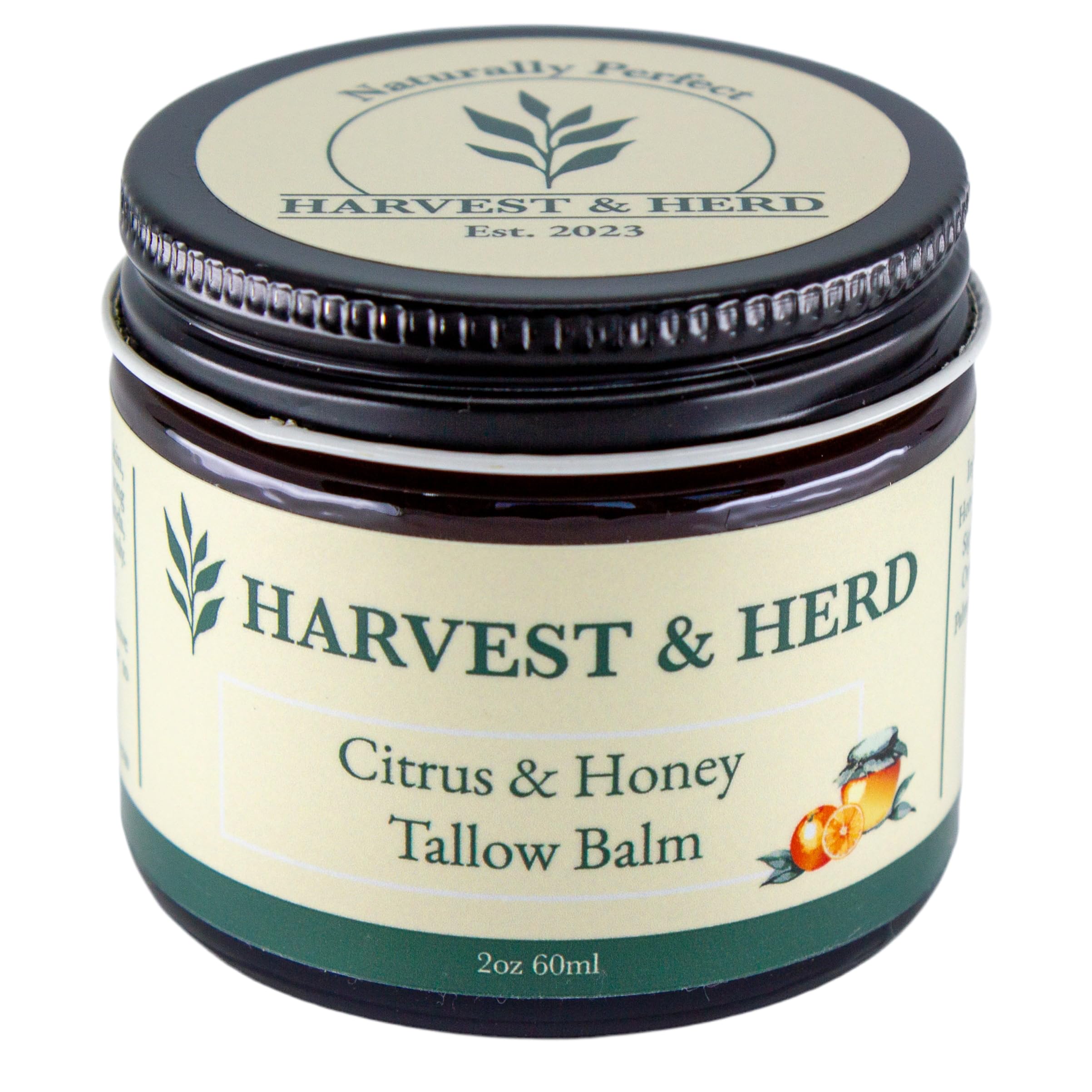 Organic Citrus Honey Tallow Balm - Skin Nutrition with Beeswax & Olive Oil for Dry Skin Care
