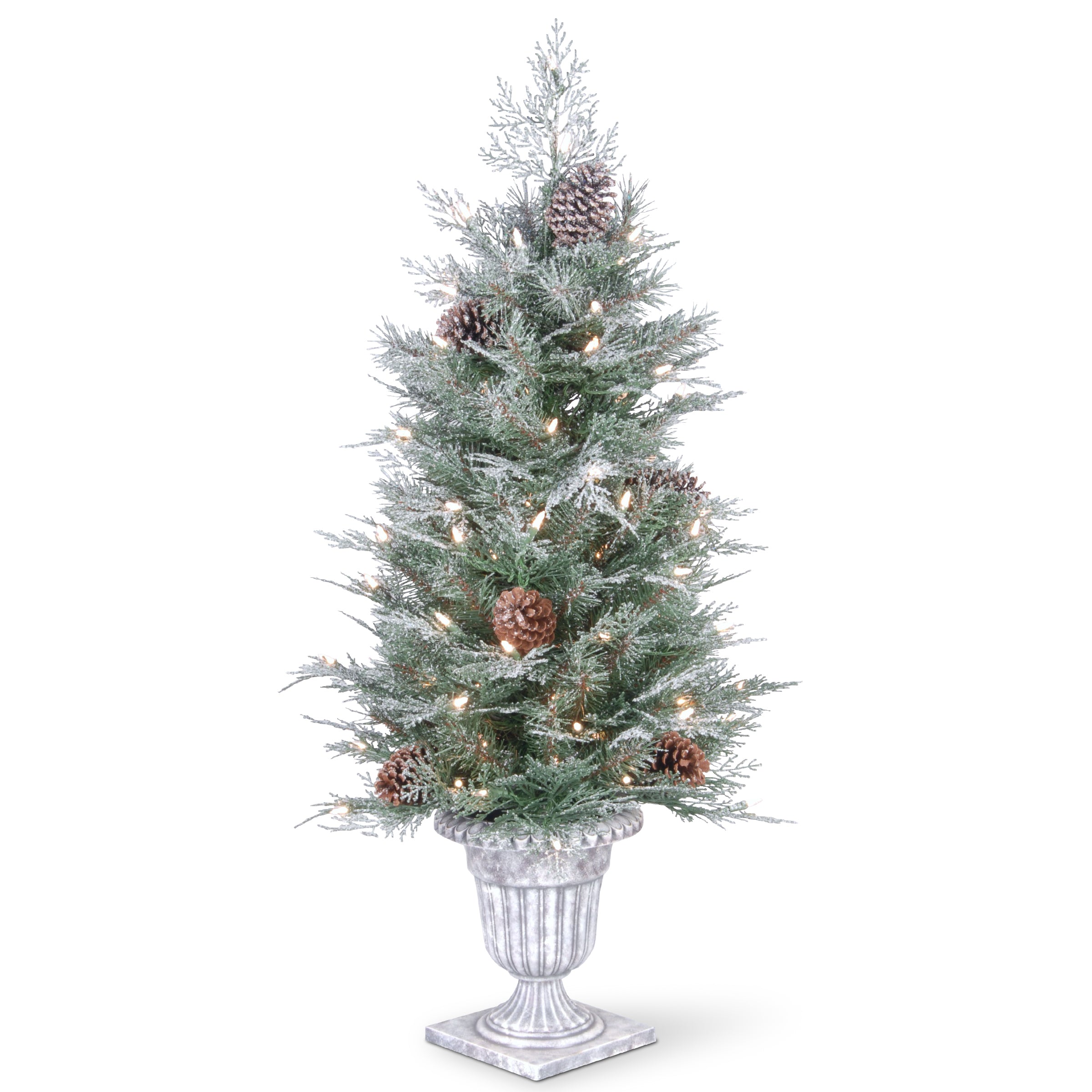 4 ft. Pre-Lit Frosted Mountain Spruce Christmas Tree with Clear LED Lights - Perfect for Holiday Home Decor & Festive Indoor Decorating