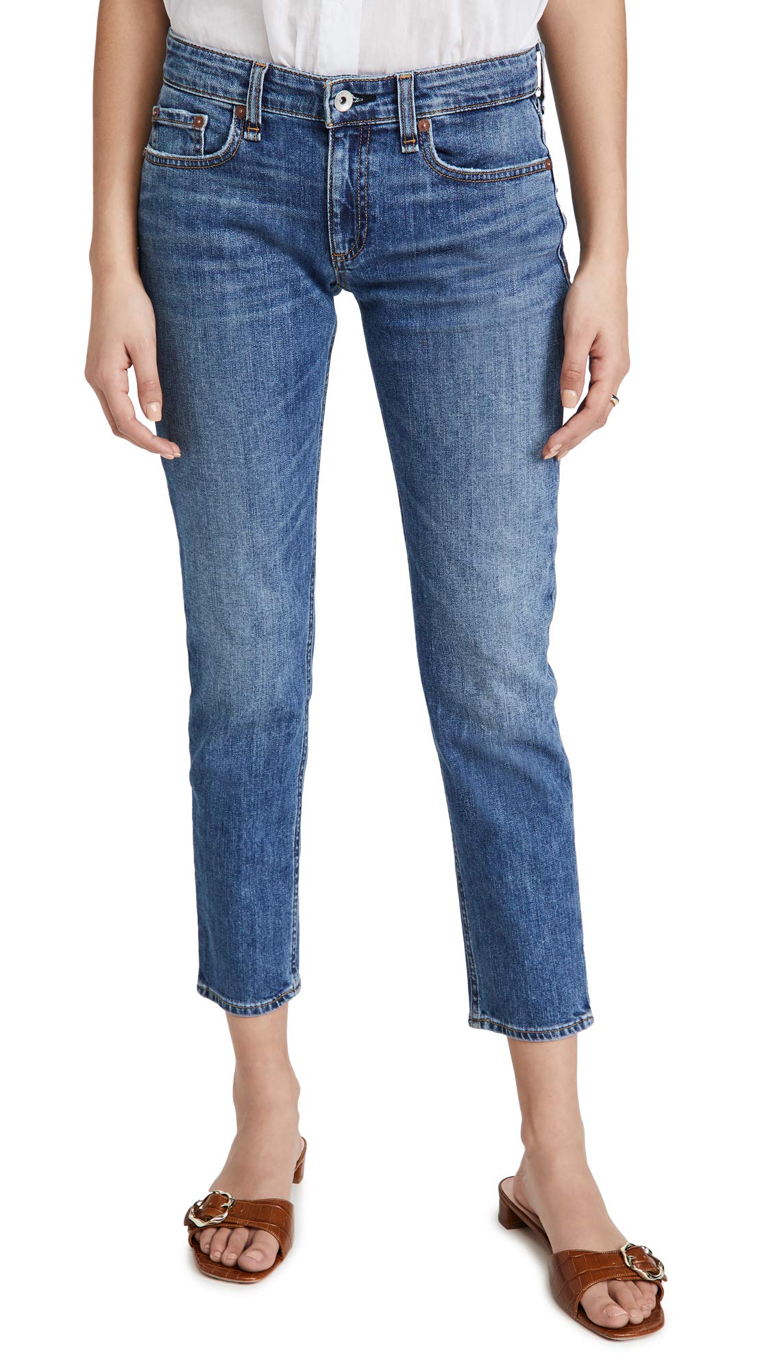 rag & bone Women's Dre Low Rise Slim Boyfriend Jeans - Distressed Denim Pants for Casual Wear & Street Style Outfits